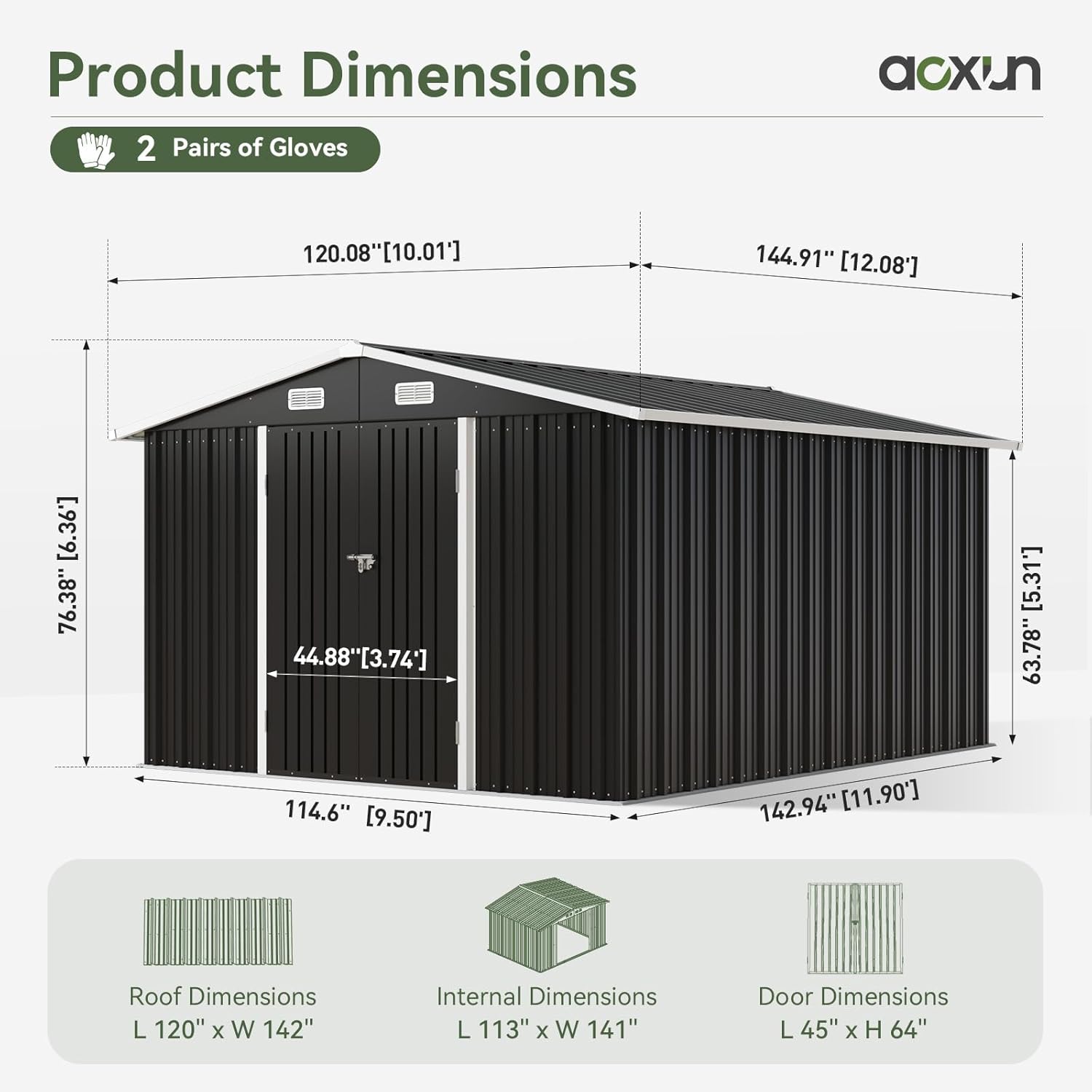 Metal Utility Shed House with Air Vent