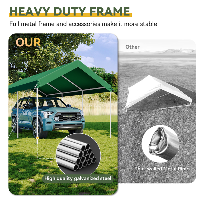 AOXUN 10*20FT Steel Frame Party Tent Canopy Shelter Portable Car Carport Garage Cover