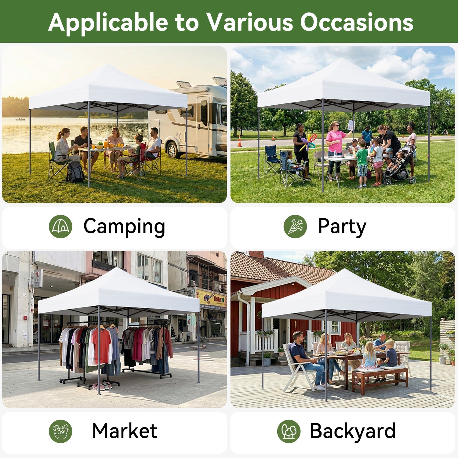 Aoxun 10' x 10' White Pop-Up Canopy