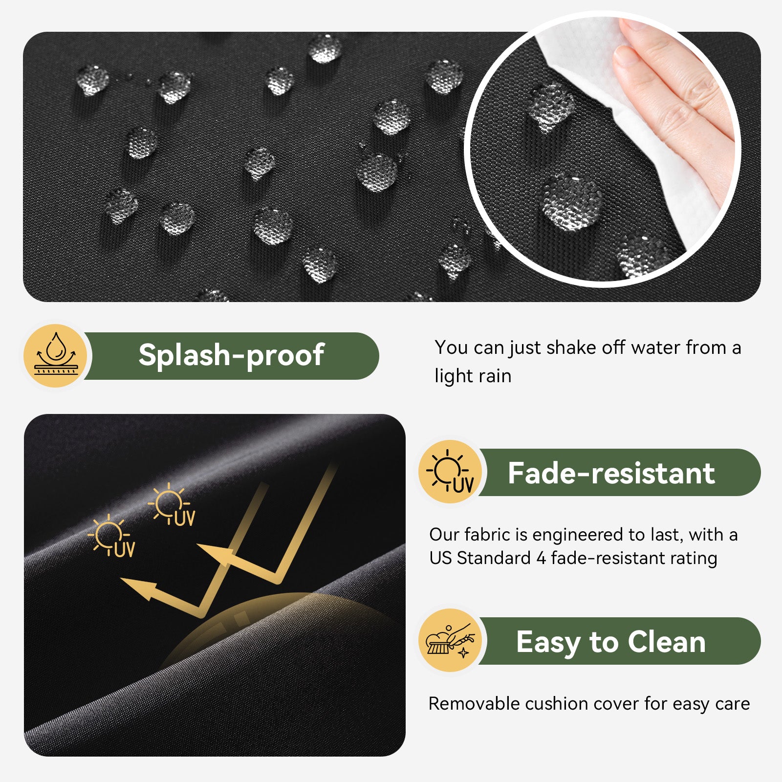 Aoxun 26" x 26" Patio Furniture Cushions for Outdoor Furniture Set of 4, Thick Replacement Patio Couch Cushions for Outdoor Furniture, 7-Piece Splashproof Fade Resistant Cushions for Outdoor Couch