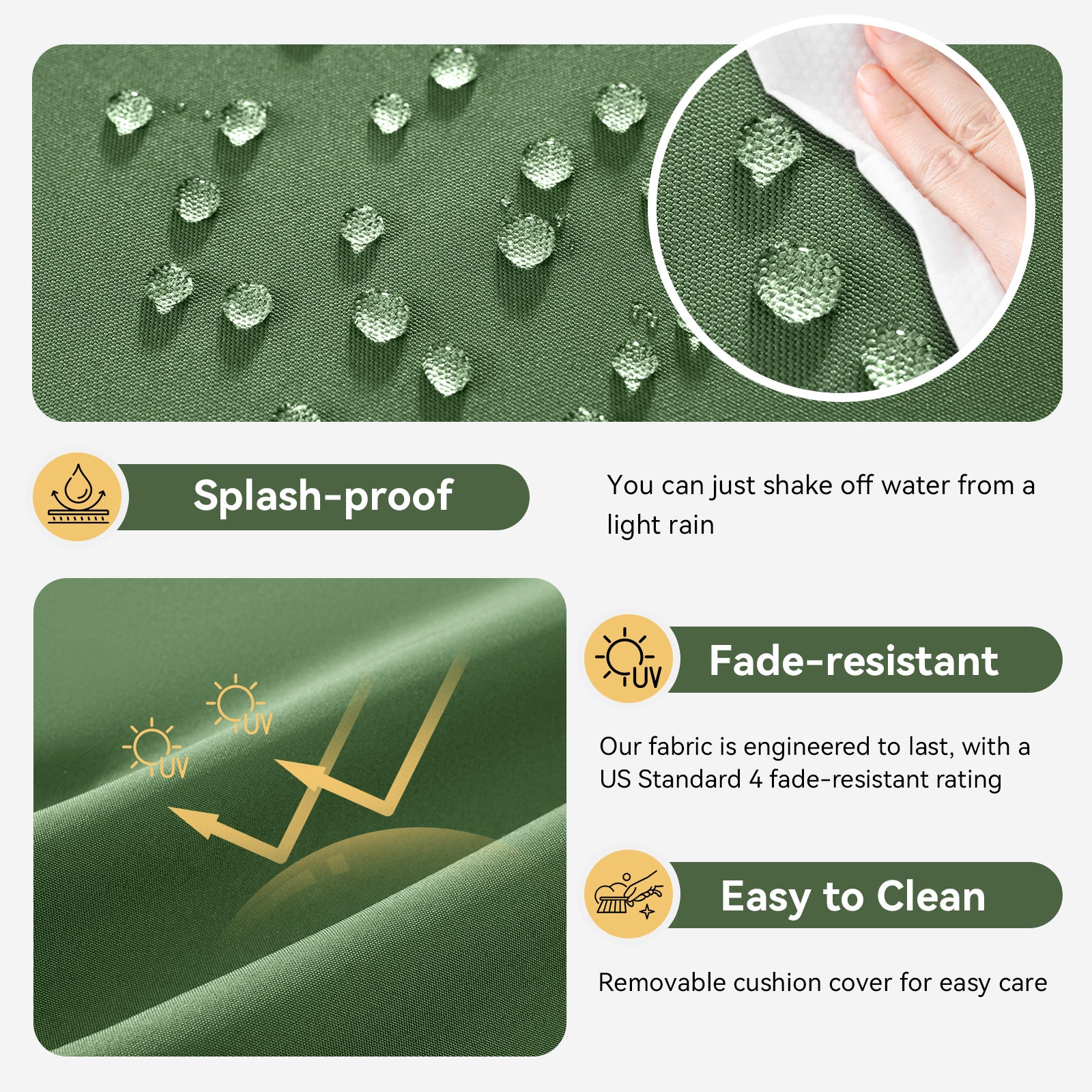 Aoxun 26" x 26" Patio Furniture Cushions for Outdoor Furniture Set of 4, Thick Replacement Patio Couch Cushions for Outdoor Furniture, 7-Piece Splashproof Fade Resistant Cushions for Outdoor Couch