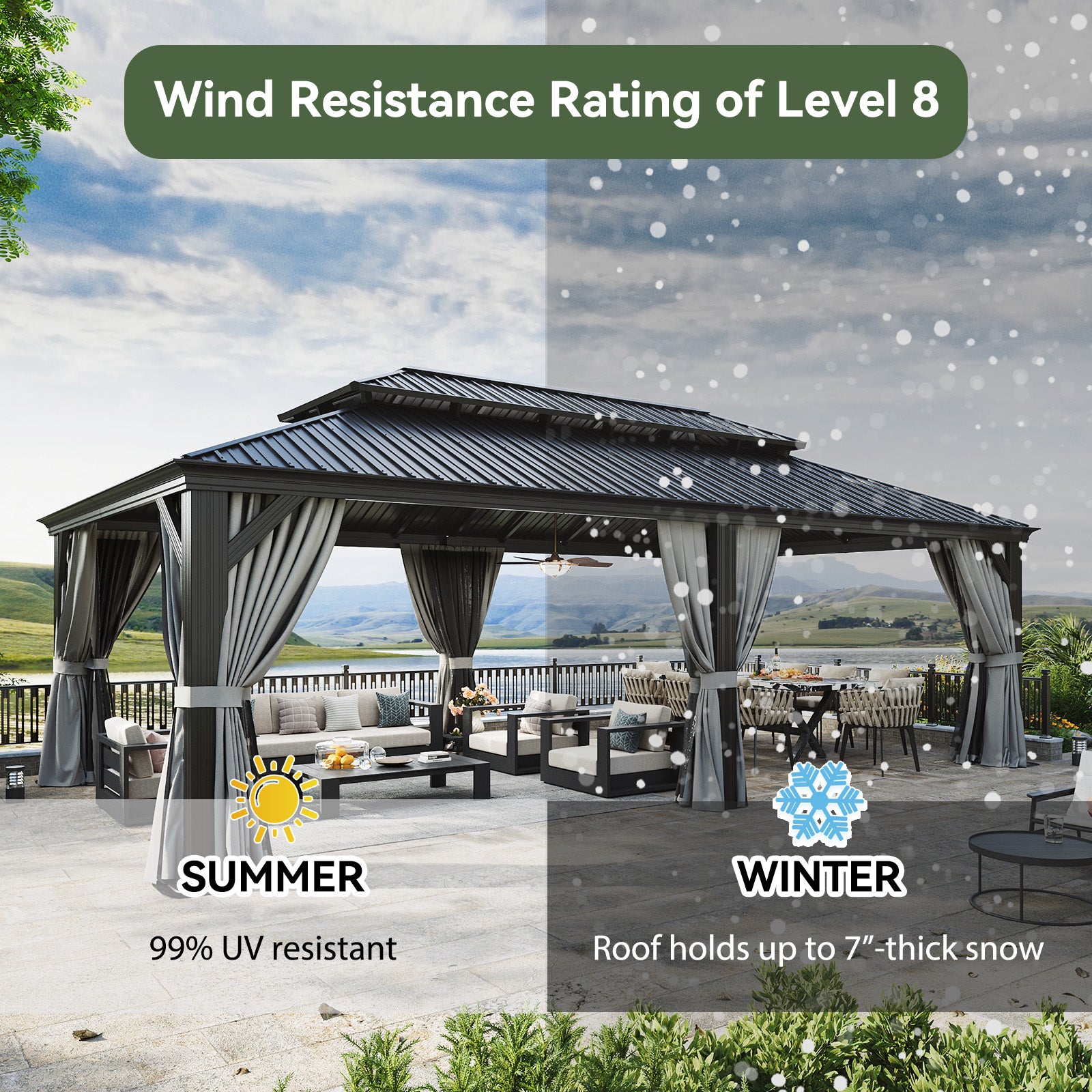 Hardtop Gazebo with Rain Gutter