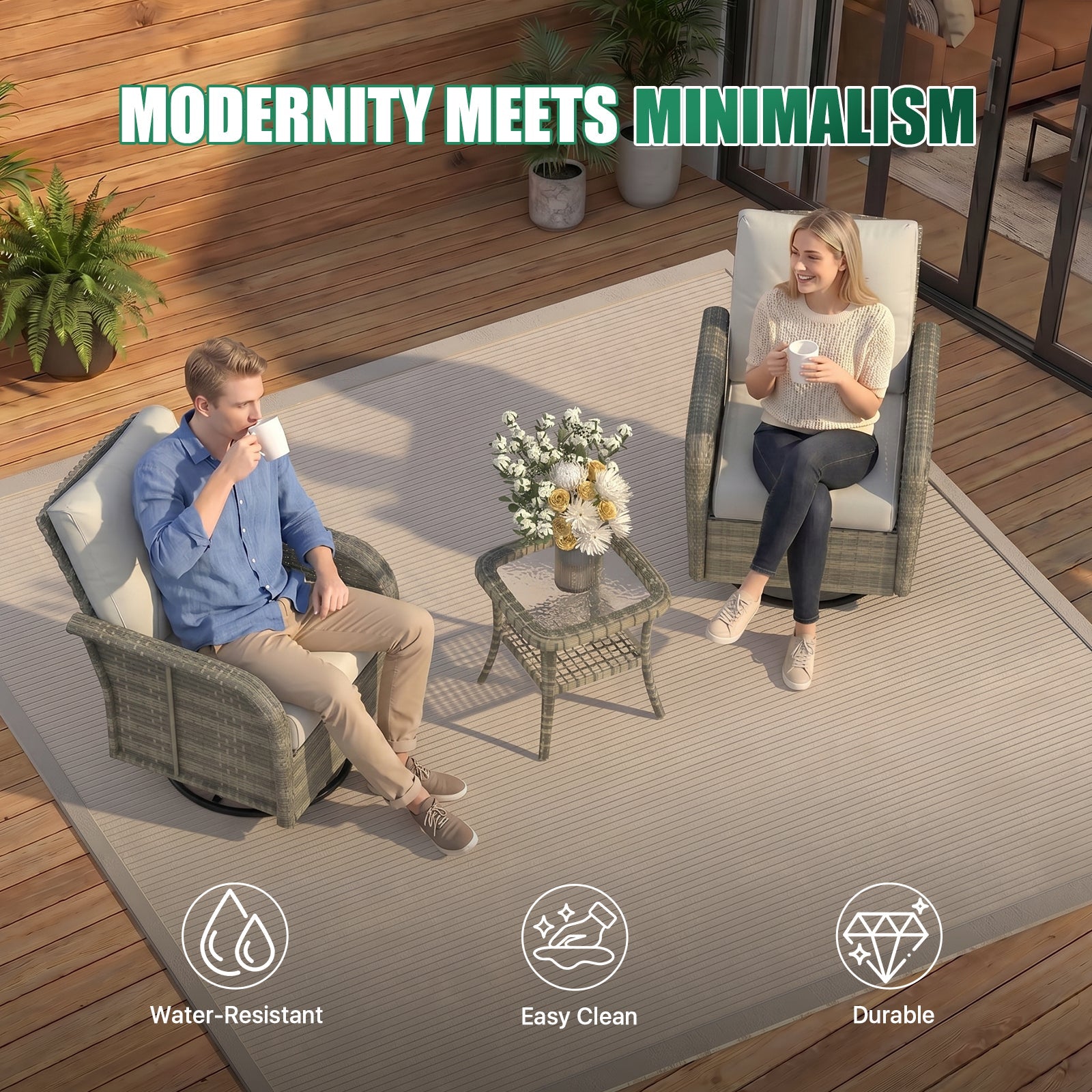 2-Piece Wicker Ottoman Set - View 3