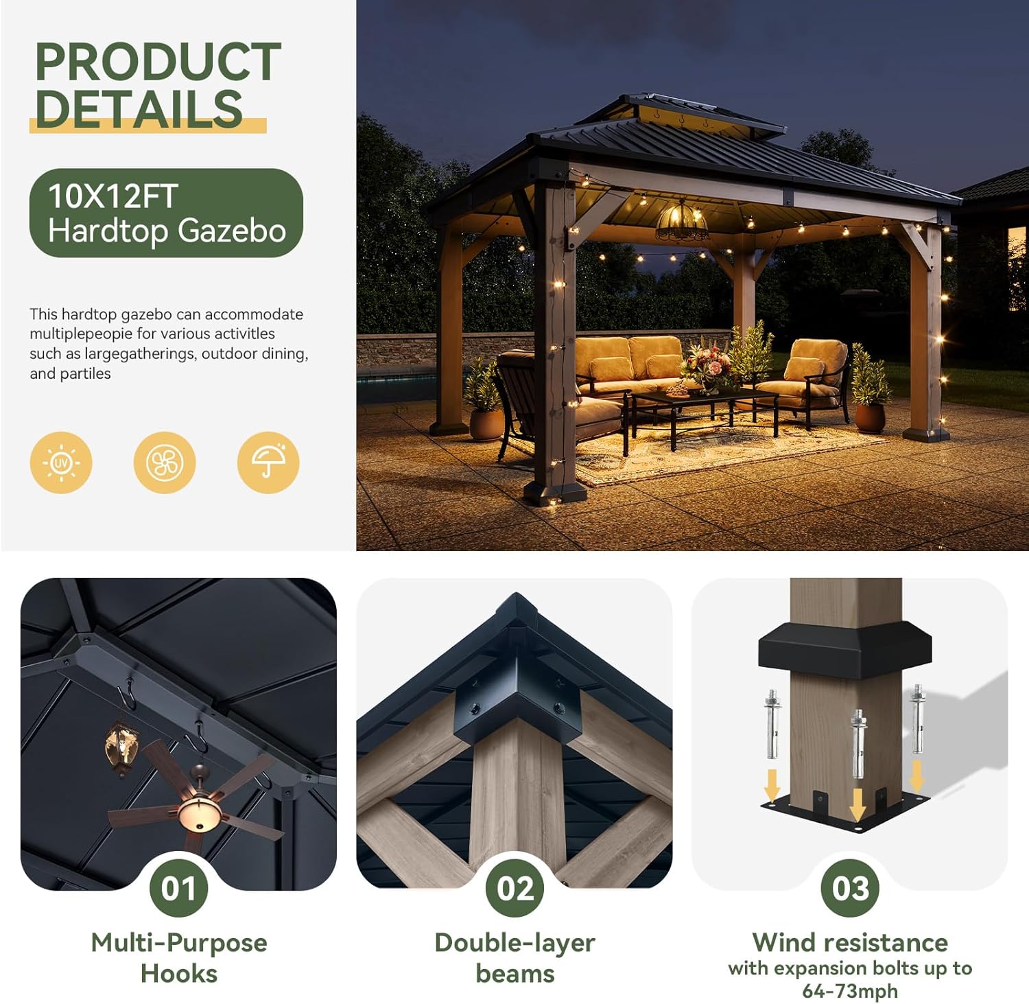 Hardtop Cedar Wood Gazebo