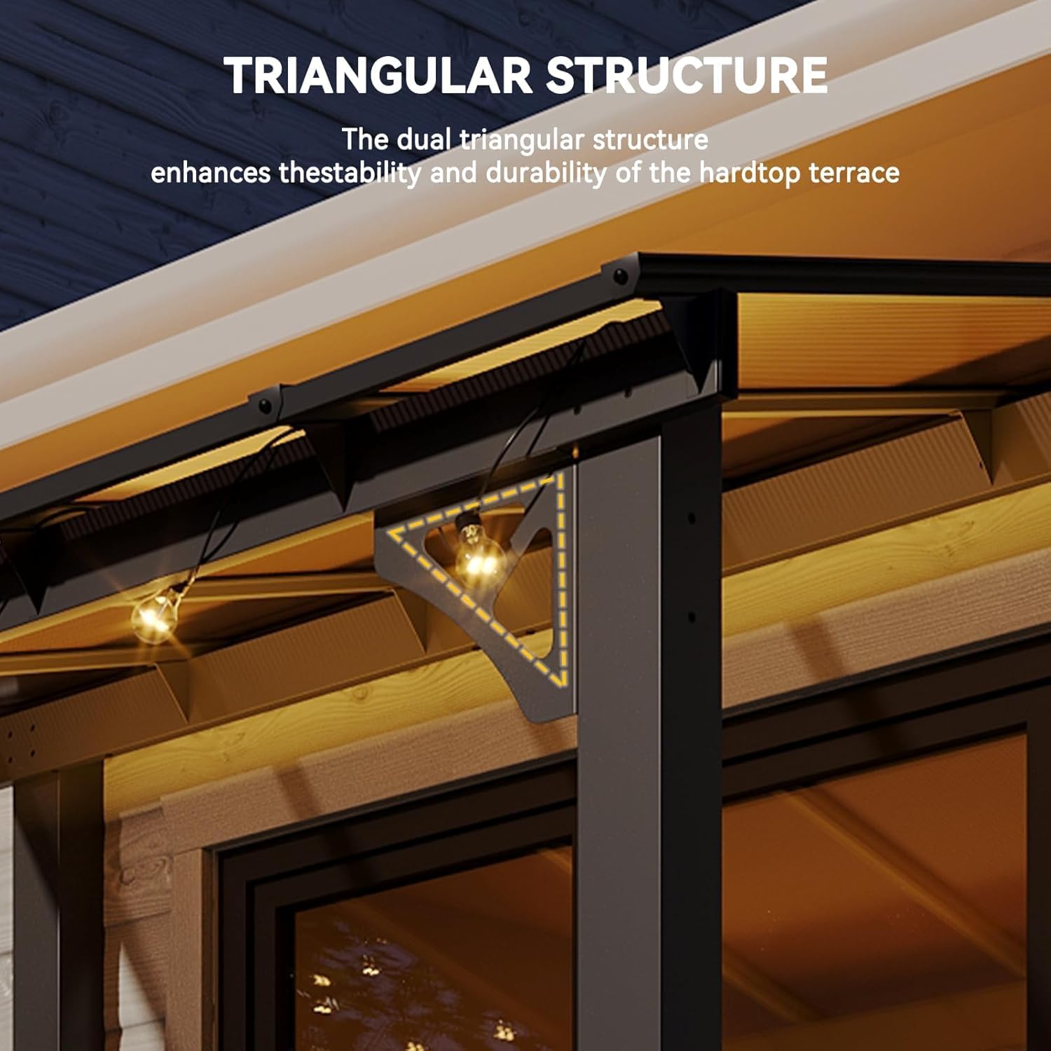 Aoxun 5’x 8’ Premium Gazebo with Aluminum Top Frame & Polycarbonate Panel, Wall Mounted Gazebos Pergola, Outdoor Patio Lean to Gazebo, Awnings with Sloped Roof, for Backyard, Porch, Deck