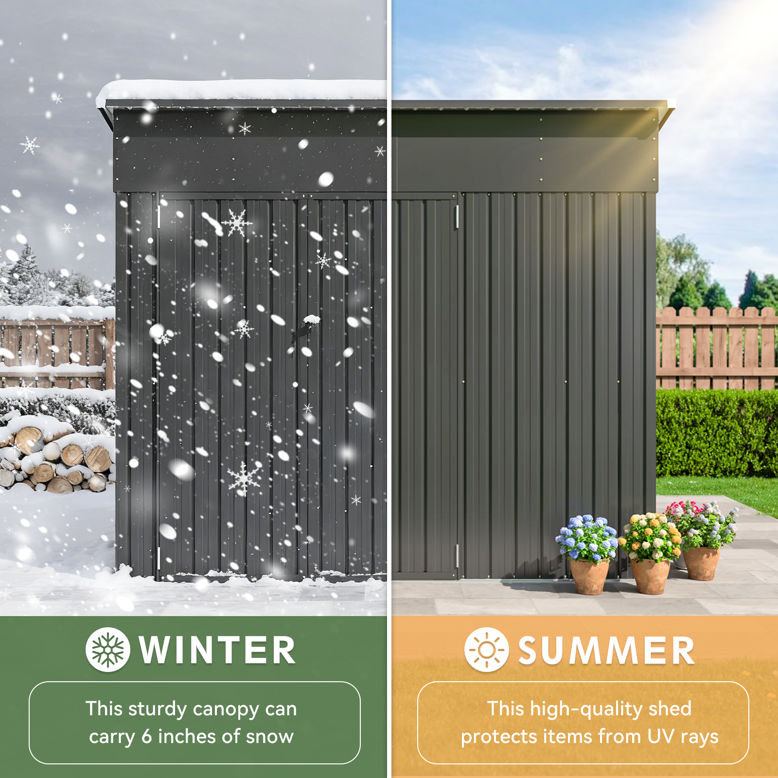 Aoxun 7.5'x4' Triple Door Shed Outdoor Storage Shed with Three Lockable Door Metal Storage Cabinet with Slopping Roof for Tools Bicycles Storage for Garden, Backyards (Black)