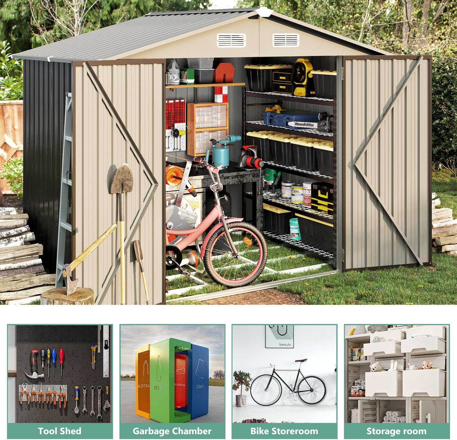 Metal Utility Shed House with Air Vent