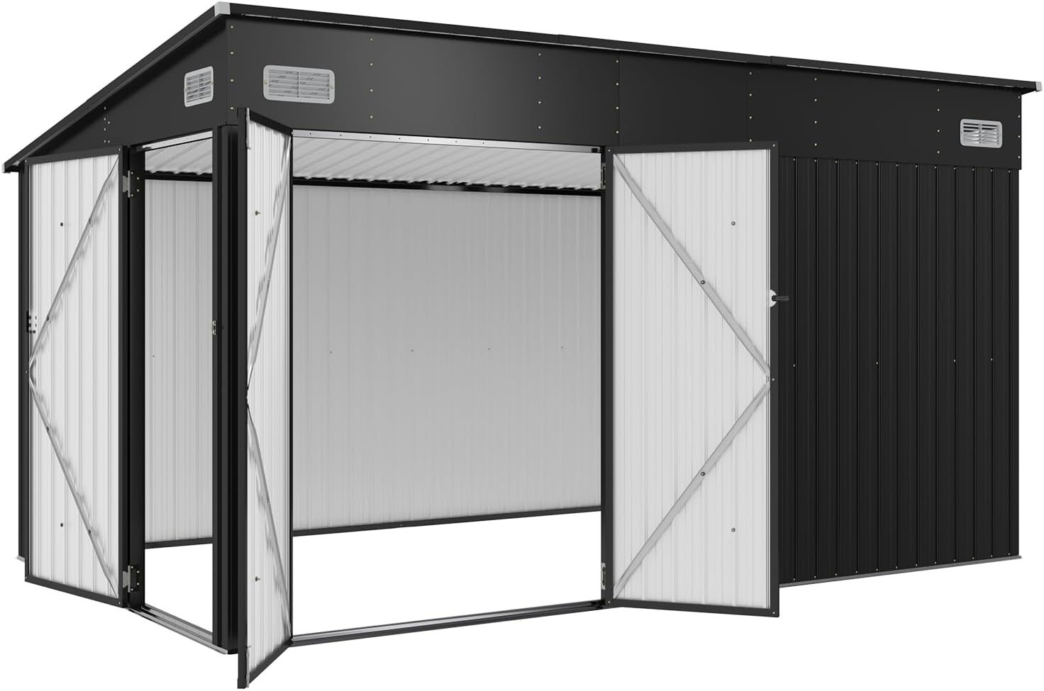 Metal Lean To Storage Shed with Triple Lockable Door