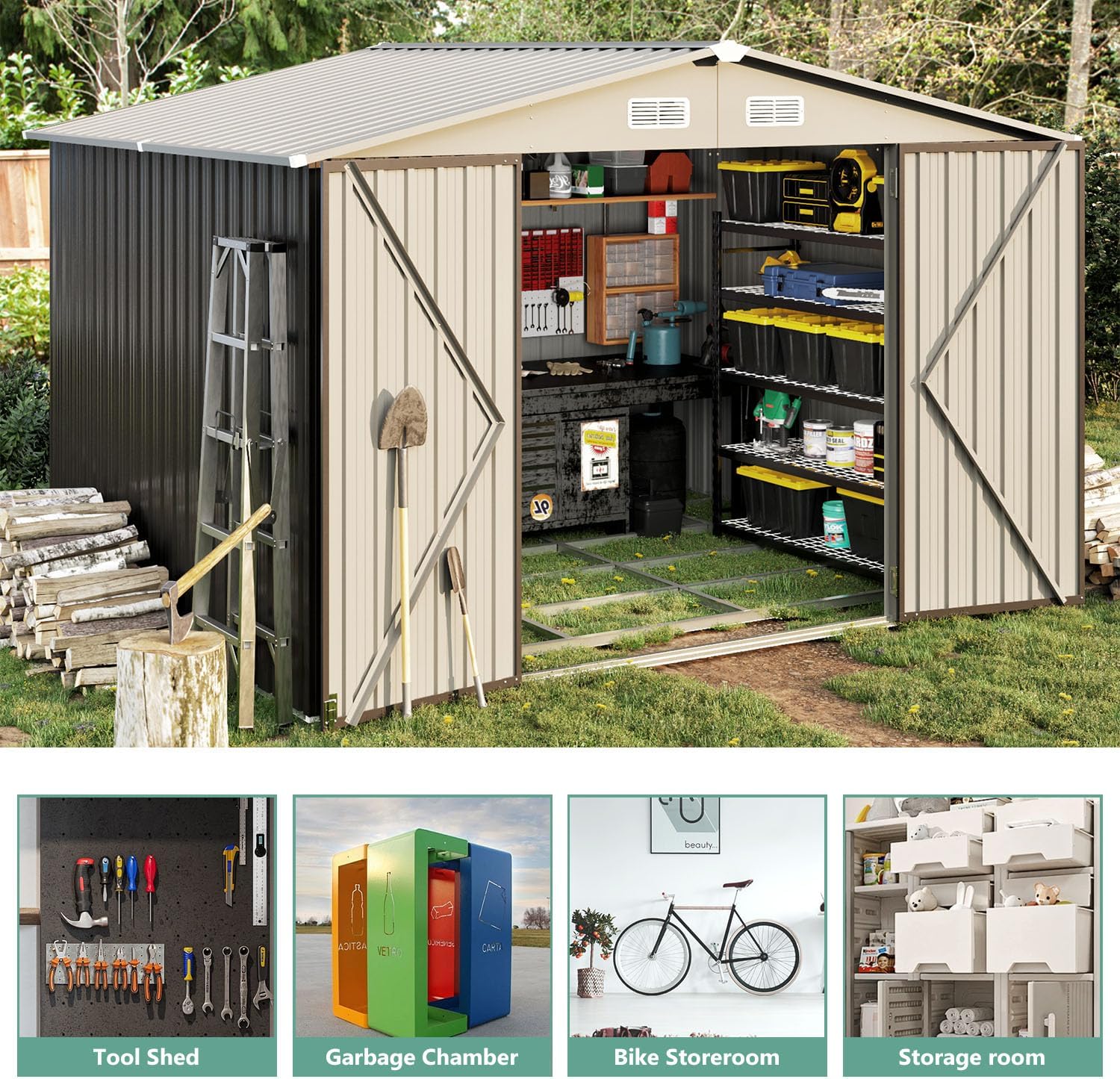 Metal Utility Shed House with Air Vent