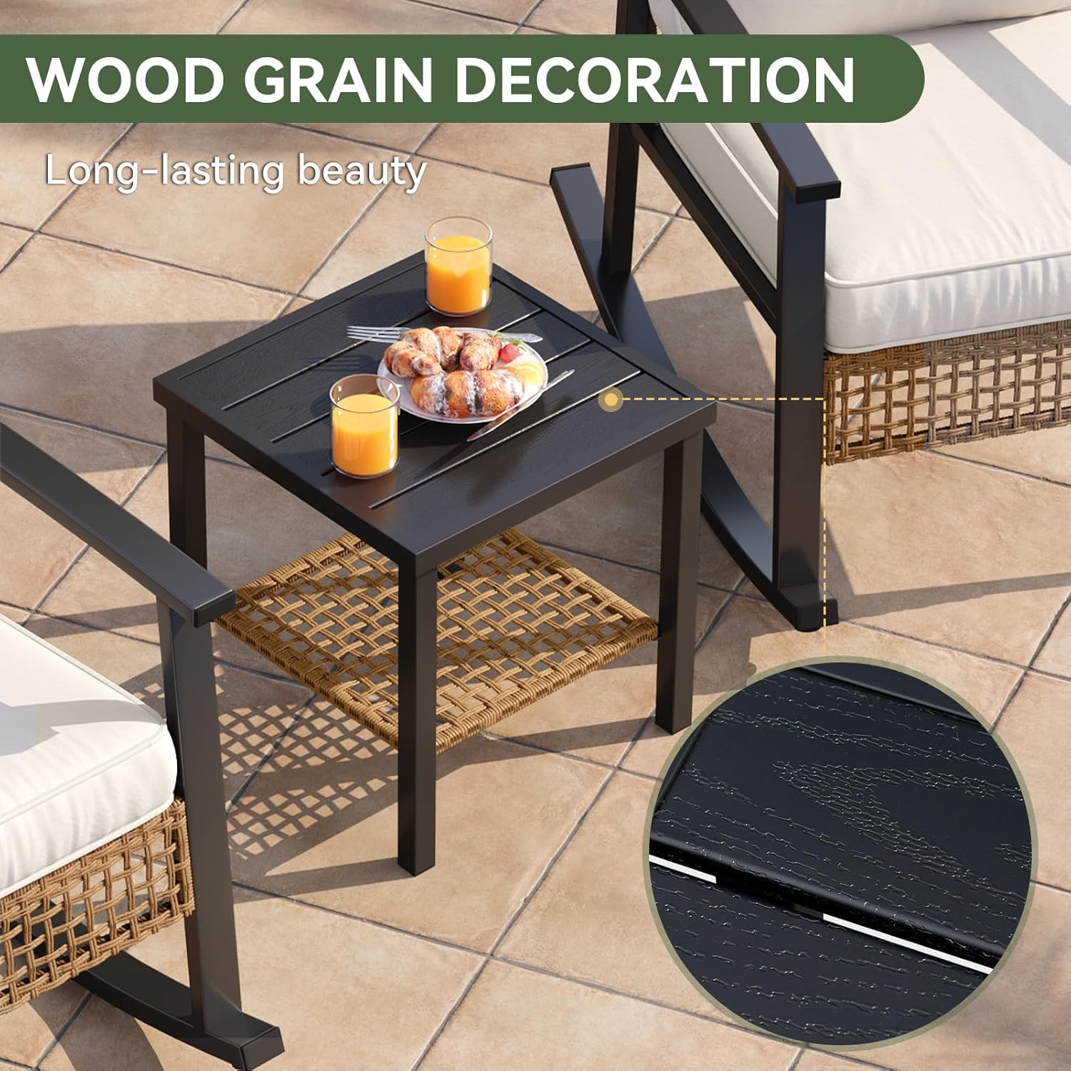 3 pcs Outdoor Rocking Bistro Set, Set of 2