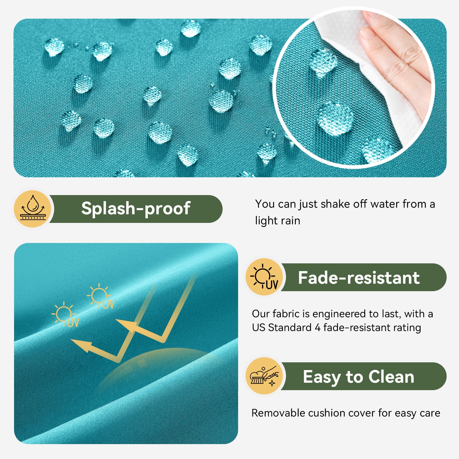 Aoxun 26" x 26" Patio Furniture Cushions for Outdoor Furniture Set of 4, Thick Replacement Patio Couch Cushions for Outdoor Furniture, 7-Piece Splashproof Fade Resistant Cushions for Outdoor Couch