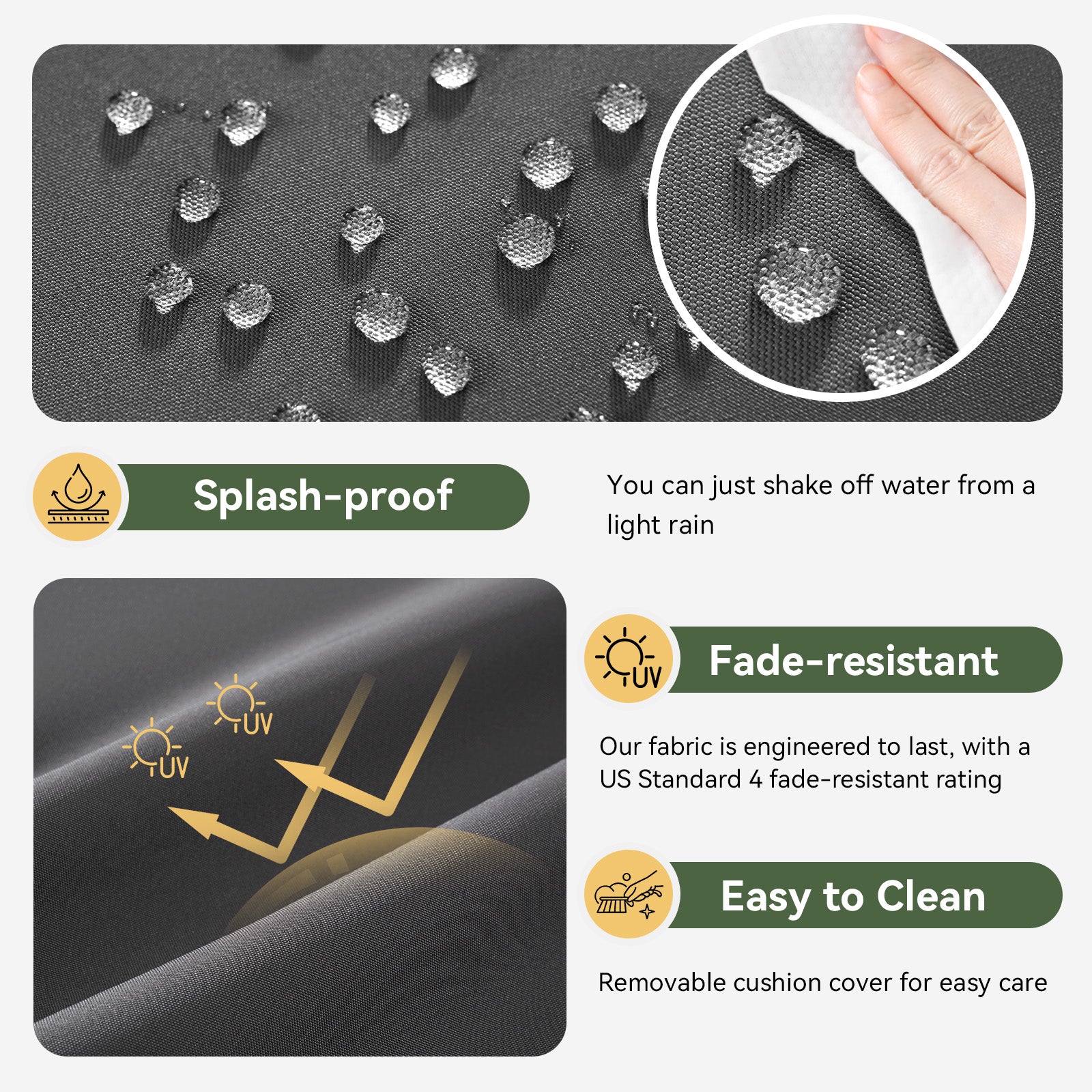 Aoxun 26" x 26" Patio Furniture Cushions for Outdoor Furniture Set of 4, Thick Replacement Patio Couch Cushions for Outdoor Furniture, 7-Piece Splashproof Fade Resistant Cushions for Outdoor Couch