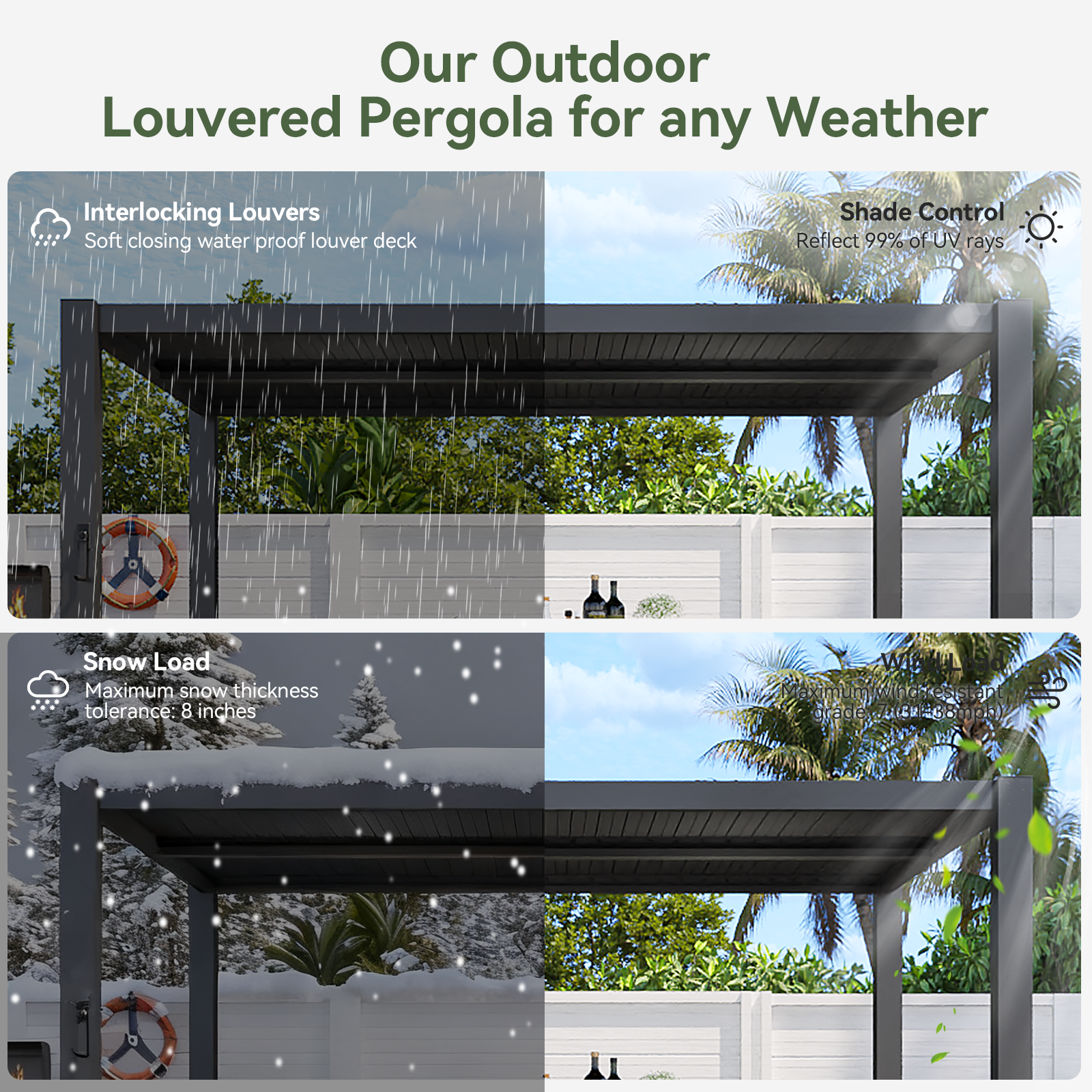Aoxun 10' x 13' Louvered Pergola