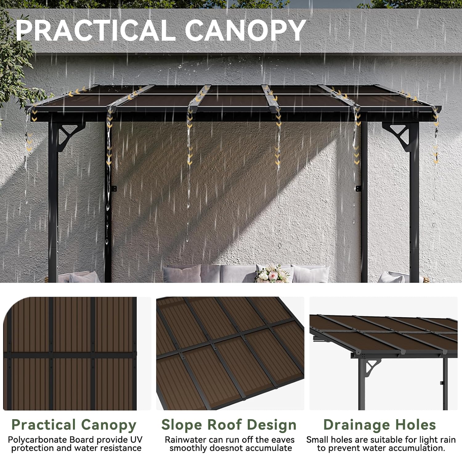 Polycarbonate Wall Mounted Lean To Gazebo