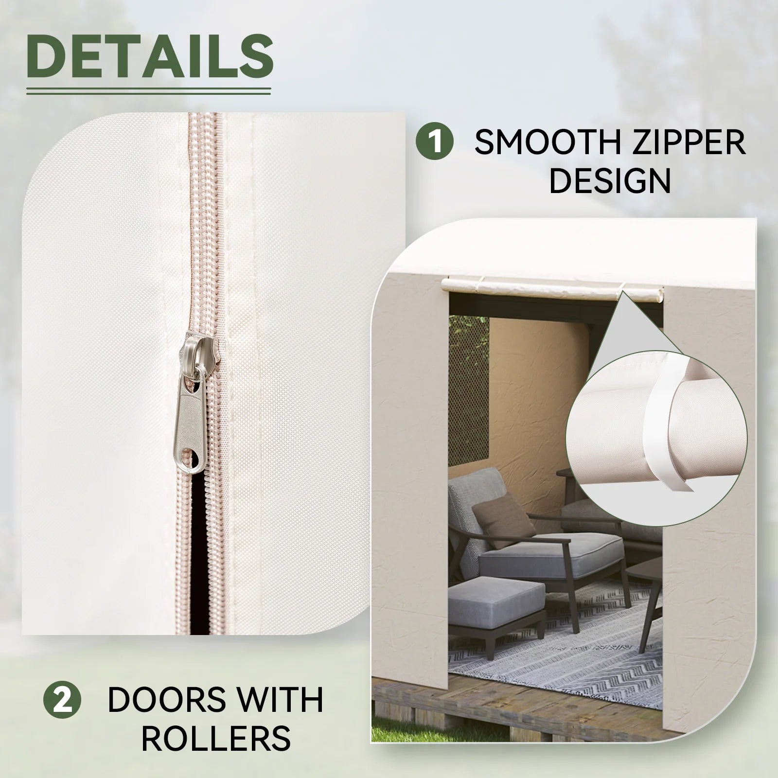 Aoxun Winter Cover 10' x 12' for Hardtop Gazebos,Outdoor Gazebo Cover with Sidewalls and Mesh Windows, All Season Waterproof Enclosed Canopy Covers, White(Gazebo not Included)