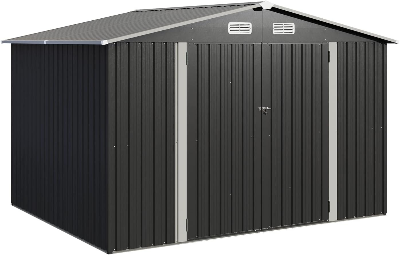 Utility Metal Shed, Steel Tool Shed with Air Vent and Lockable Door