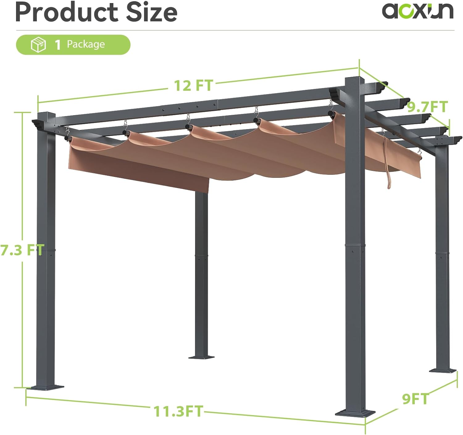 Retractable Pergola with Sun Shade Cover