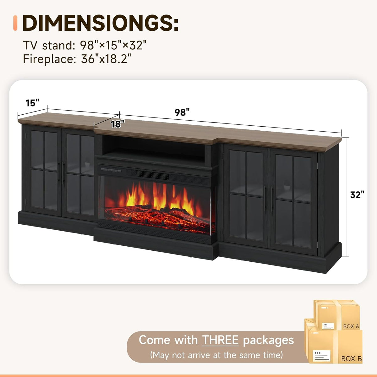 Aoxun Farmhouse Fireplace TV Stand