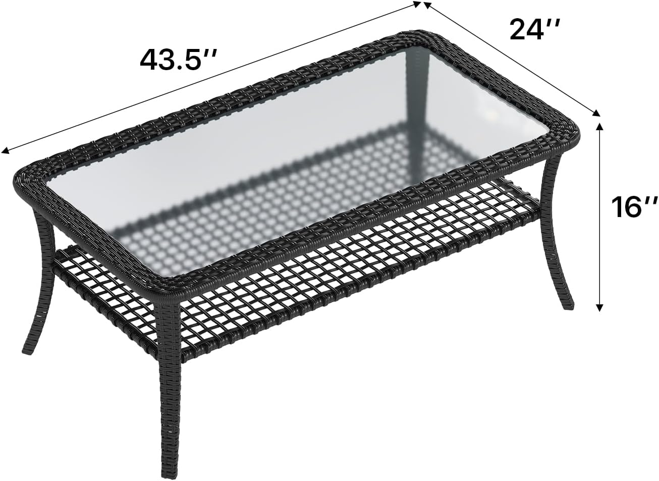 Wicker Patio Coffee Table - View 2