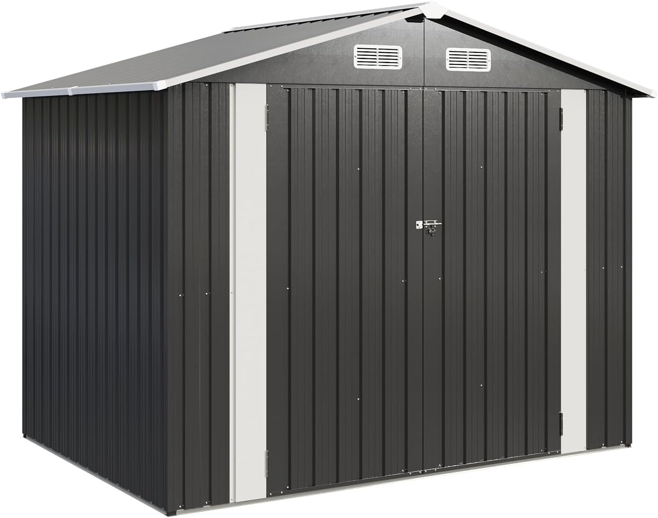 Utility Metal Shed, Steel Tool Shed with Air Vent and Lockable Door