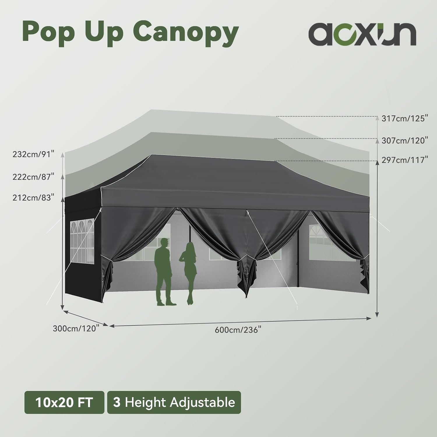 10' x 20' Dark Gray Pop-Up Canopy - View 5