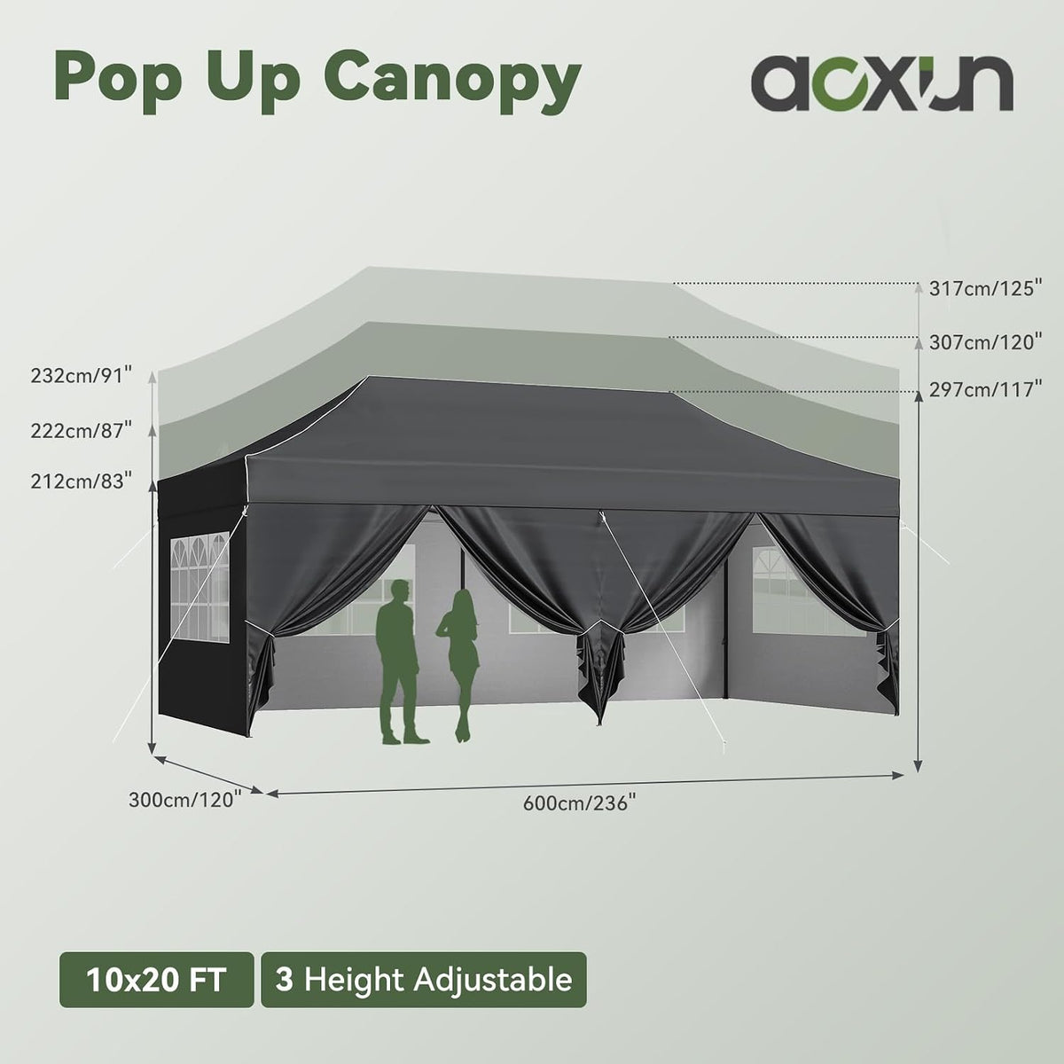 10' x 20' Dark Gray Pop-Up Canopy - View 5