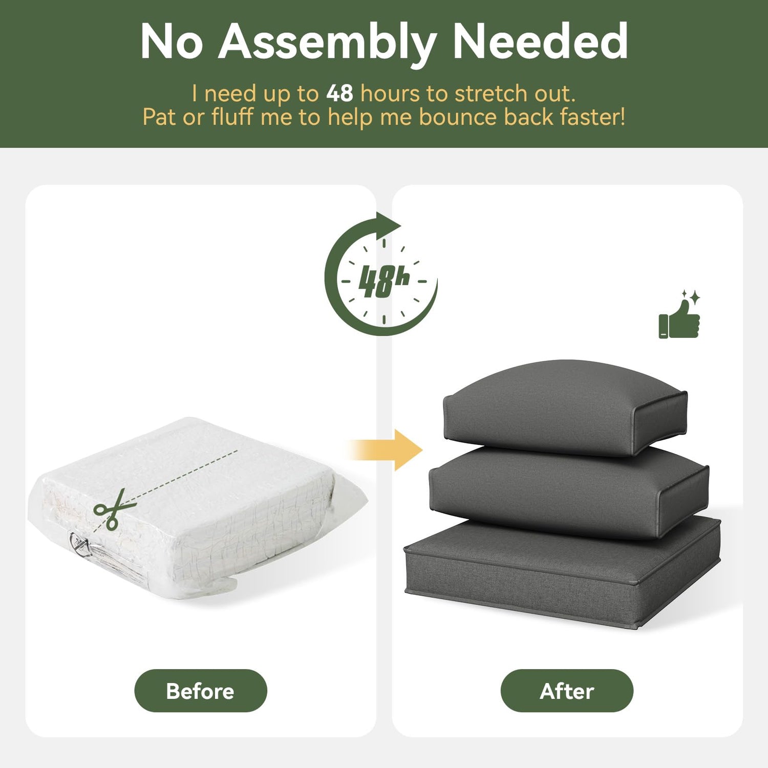 Aoxun Replacement Cushions for 4-Piece Outdoor Furniture Set