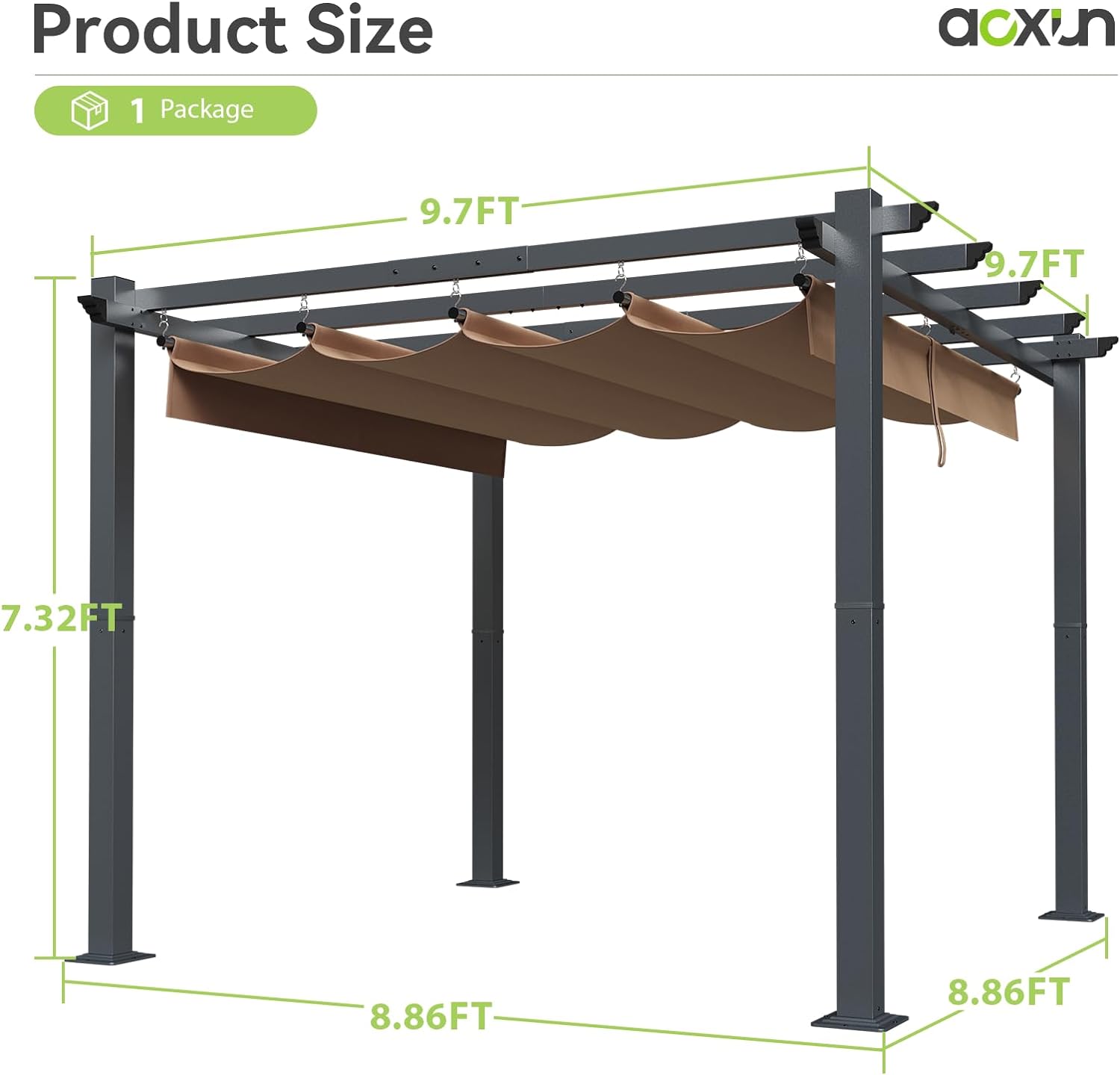 Retractable Pergola with Sun Shade Cover