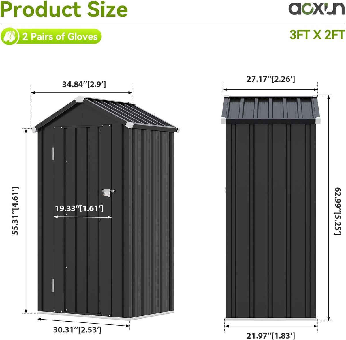 2.82' x 2.2' Vertical Metal Storage Shed - View 2