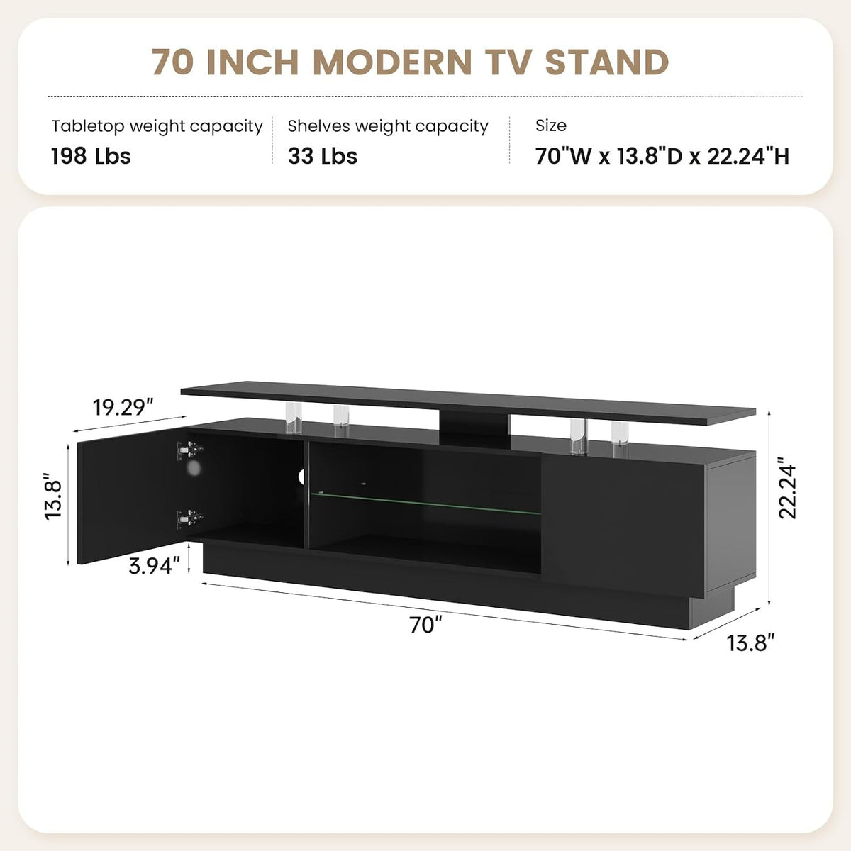 Aoxun High-Gloss LED TV Stand