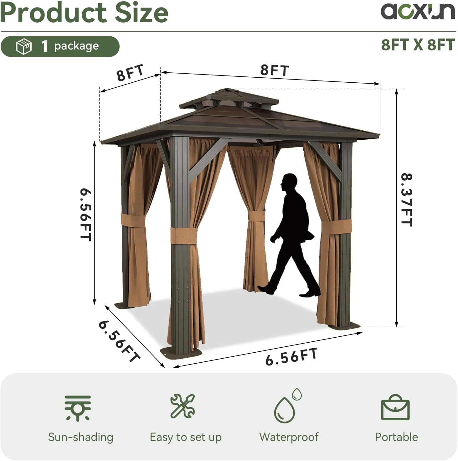 8' x 8' Polycarbonate Hardtop Gazebo - View 4
