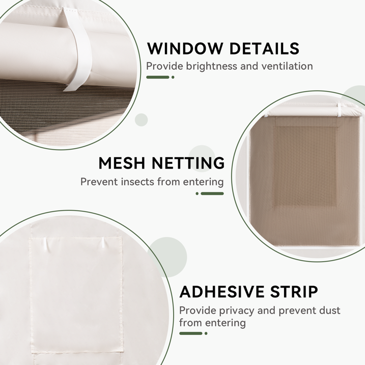 Aoxun Winter Cover 10' x 12' for Hardtop Gazebos,Outdoor Gazebo Cover with Sidewalls and Mesh Windows, All Season Waterproof Enclosed Canopy Covers, White(Gazebo not Included)