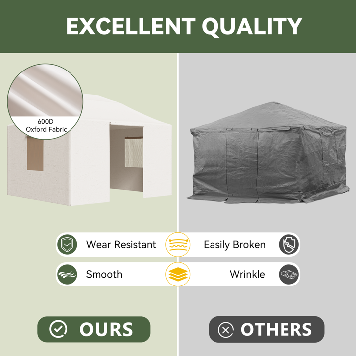 Aoxun Winter Cover 10' x 12' for Hardtop Gazebos,Outdoor Gazebo Cover with Sidewalls and Mesh Windows, All Season Waterproof Enclosed Canopy Covers, White(Gazebo not Included)