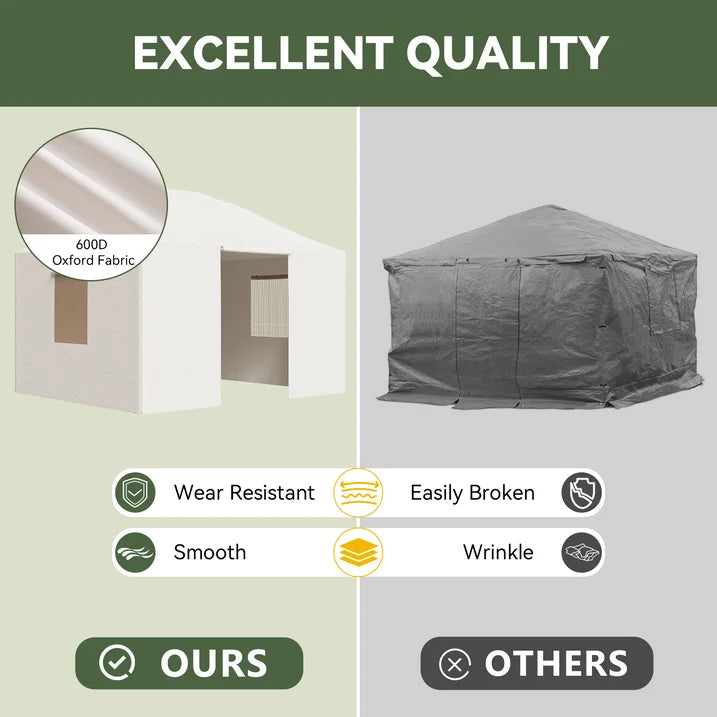 Aoxun Winter Cover 16' x 12' for Hardtop Gazebos,Outdoor Gazebo Cover with Sidewalls and Mesh Windows, All Season Waterproof Enclosed Canopy Covers, White(Gazebo not Included)