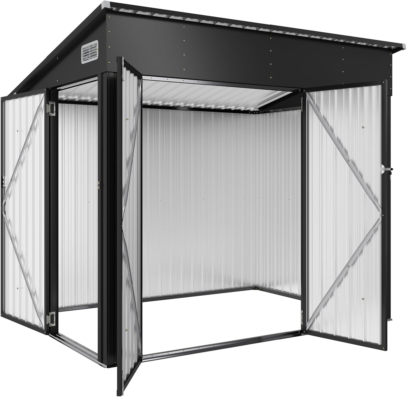 Metal Lean To Storage Shed with Triple Lockable Door