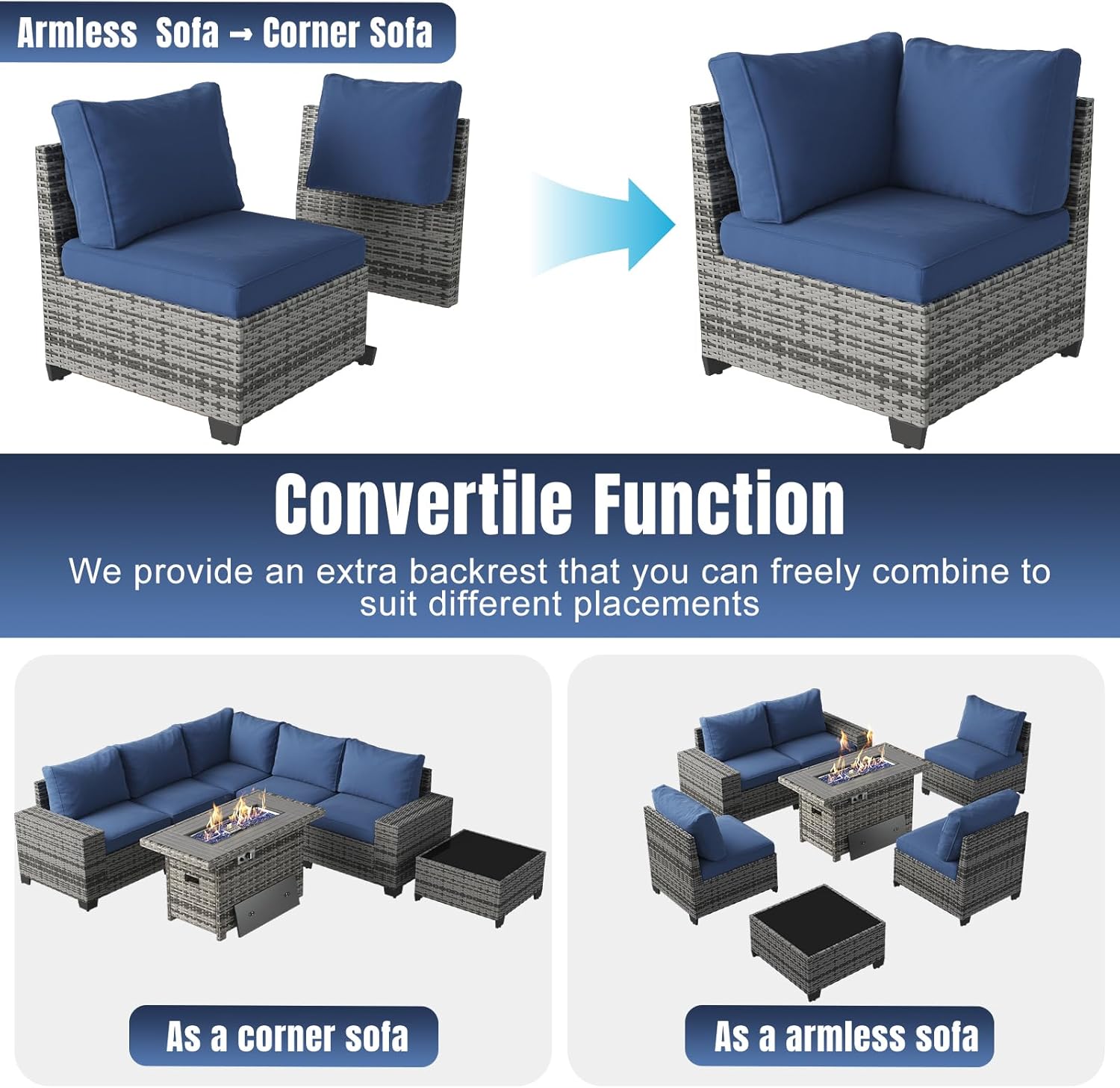 Aoxun 6 Pieces/7 Pieces Patio Furniture Set