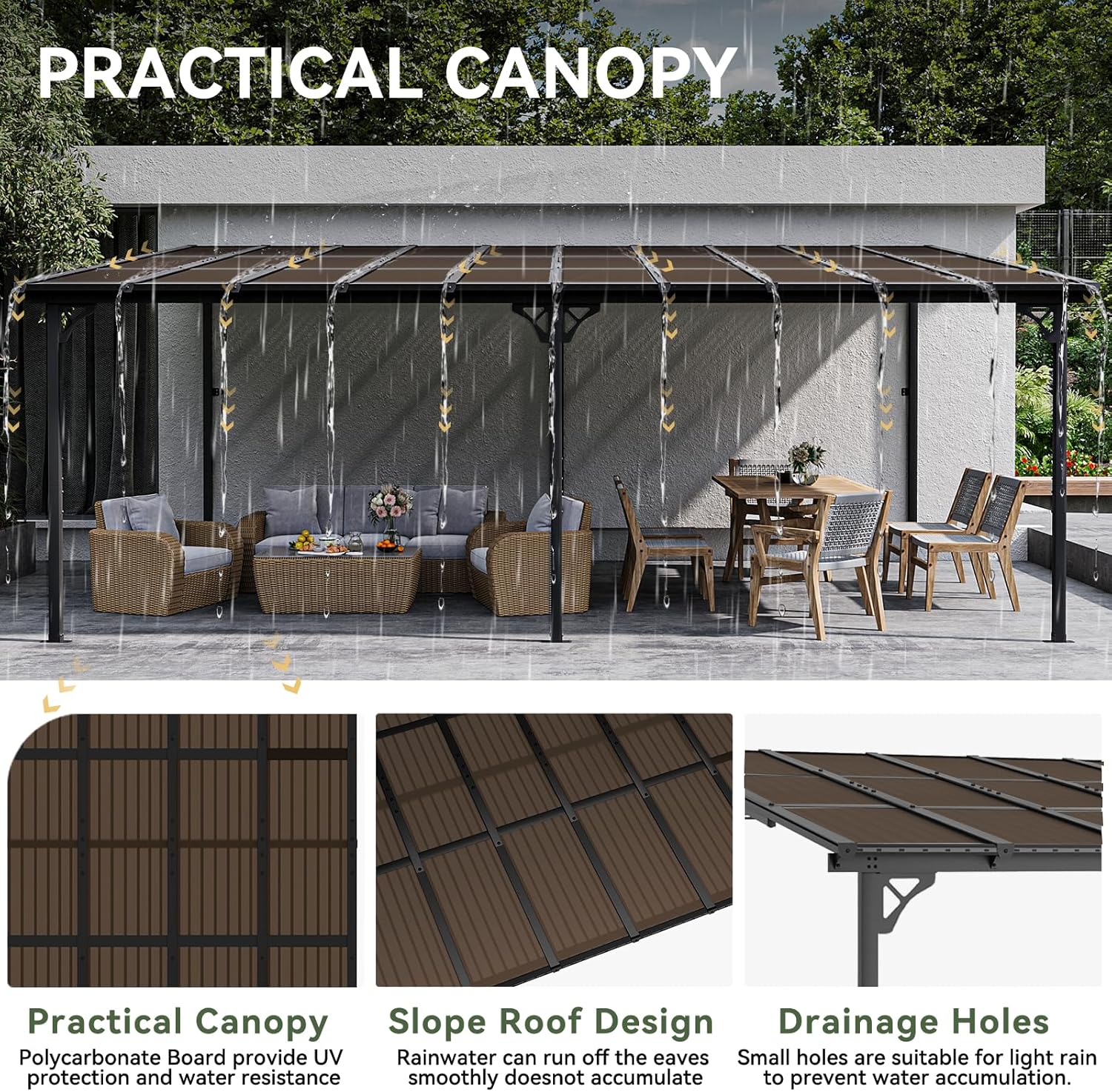 Polycarbonate Wall Mounted Lean To Gazebo