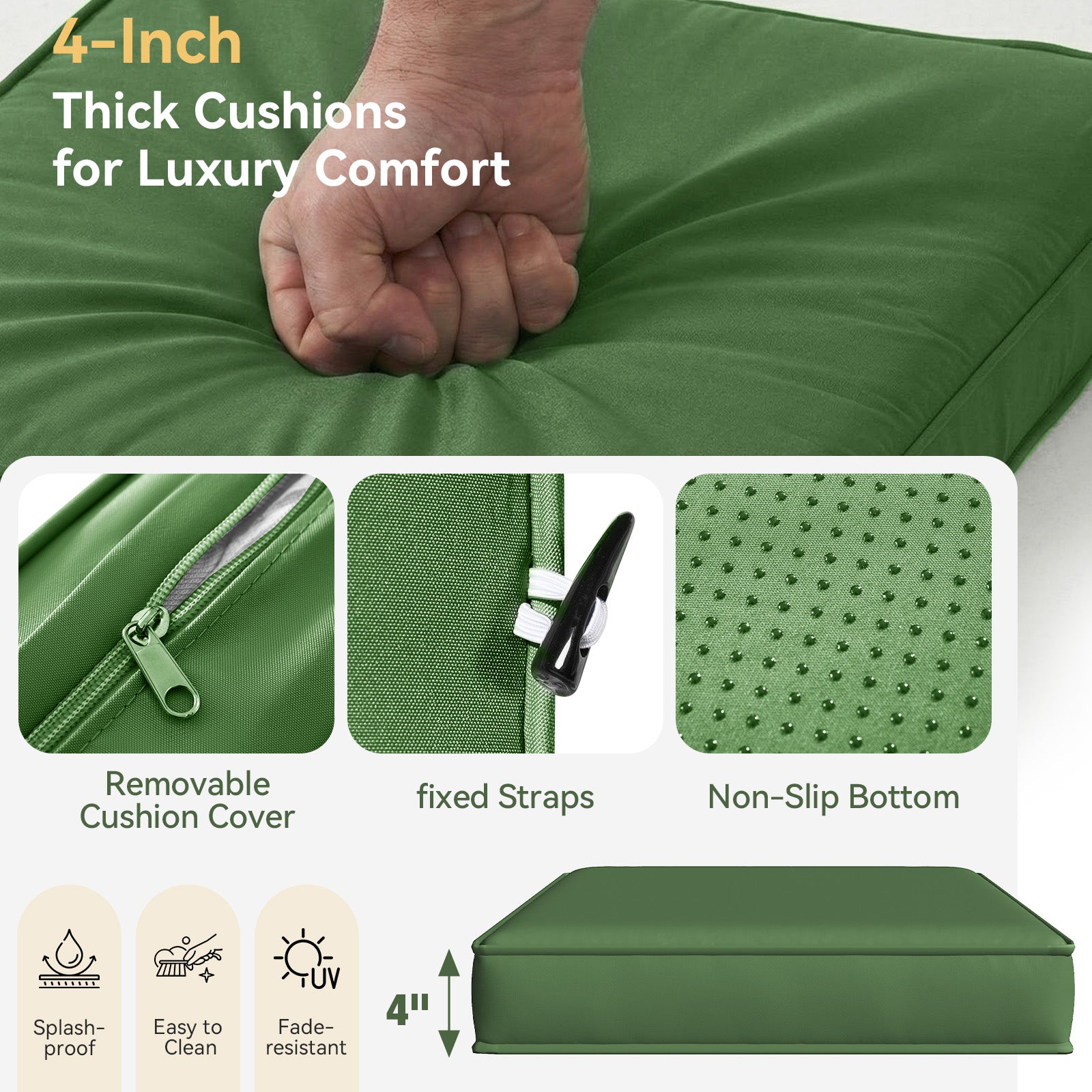 Aoxun 26" x 26" Patio Furniture Cushions for Outdoor Furniture Set of 4, Thick Replacement Patio Couch Cushions for Outdoor Furniture, 7-Piece Splashproof Fade Resistant Cushions for Outdoor Couch