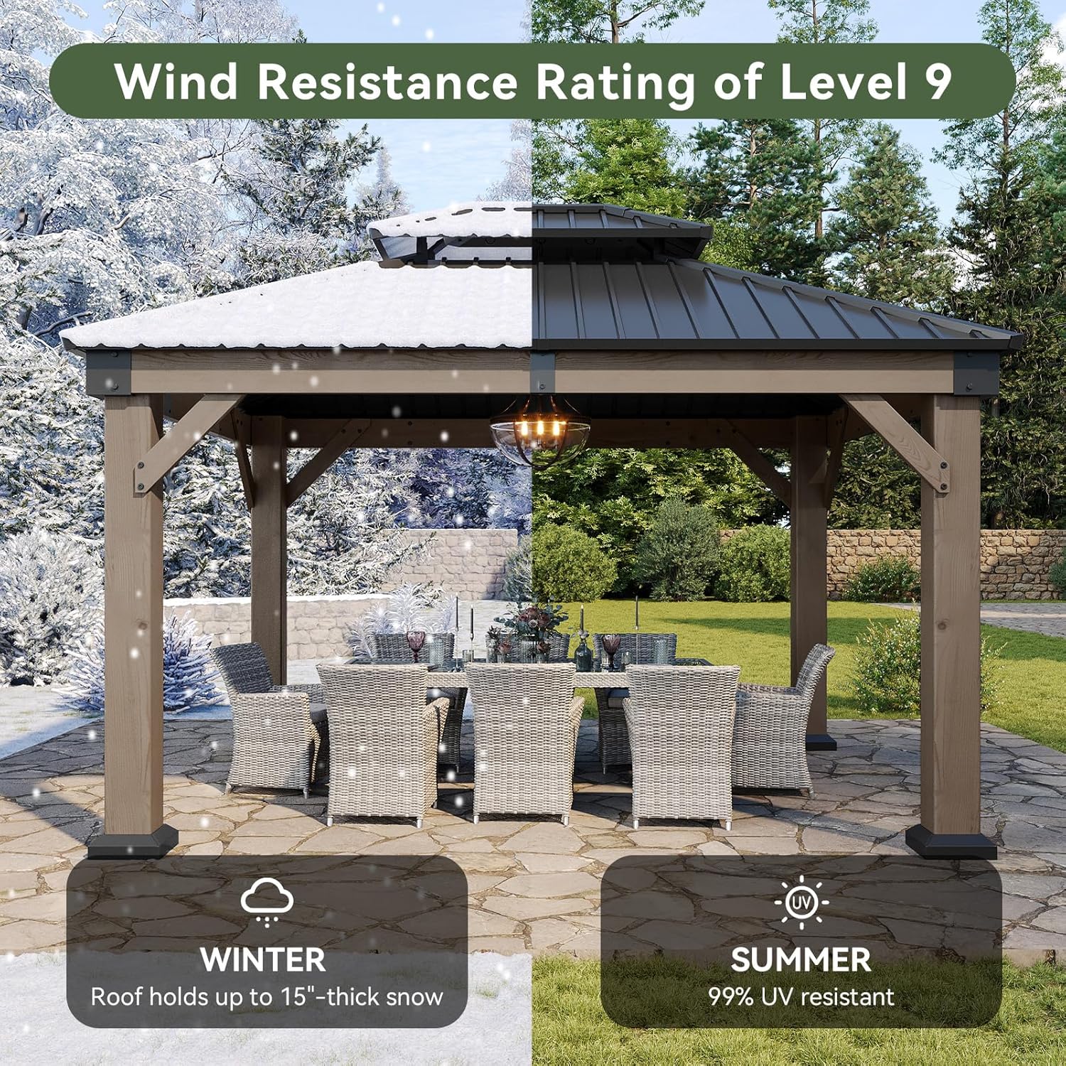 Hardtop Cedar Wood Gazebo
