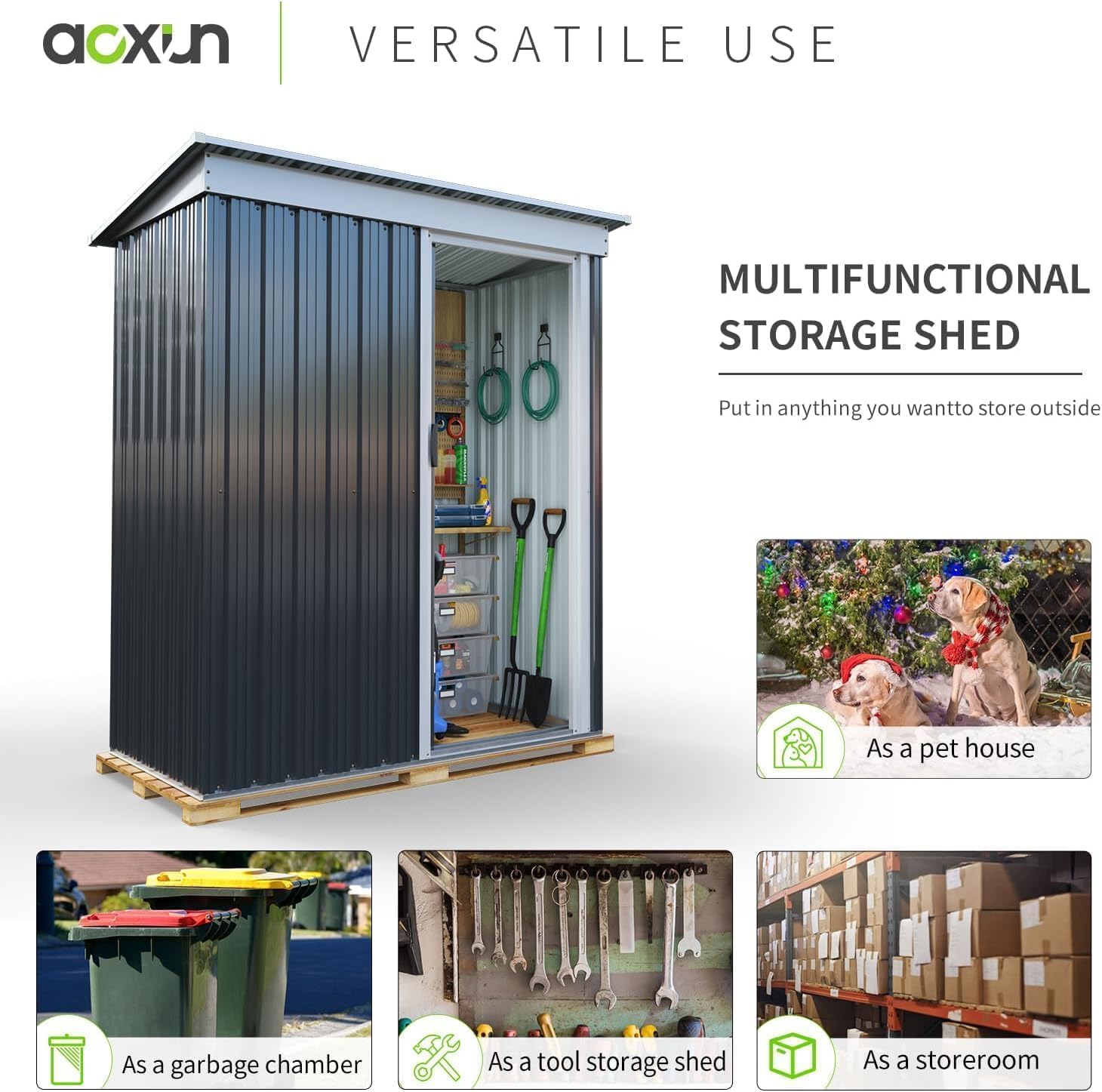 Aoxun Metal Lean-To Storage Shed without Base