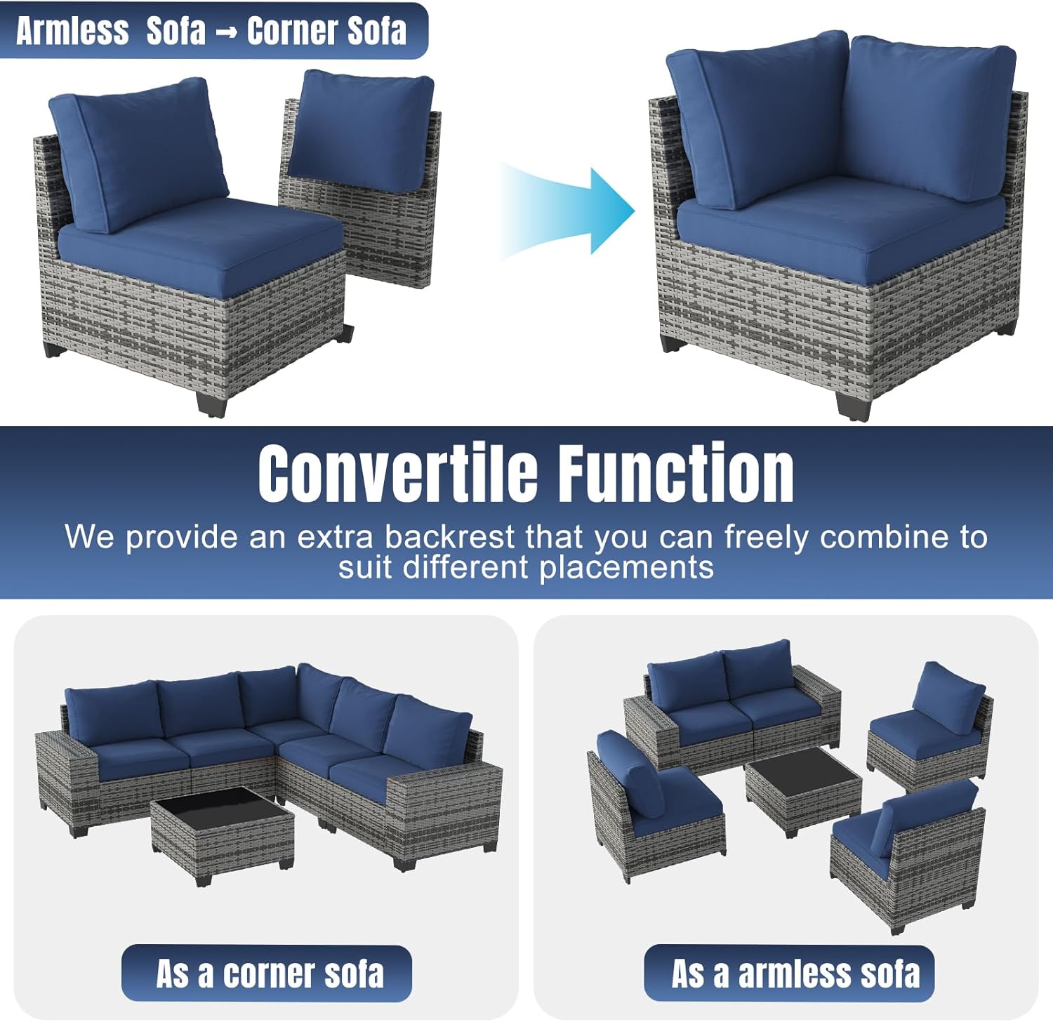 Aoxun 6 Pieces/7 Pieces Patio Furniture Set