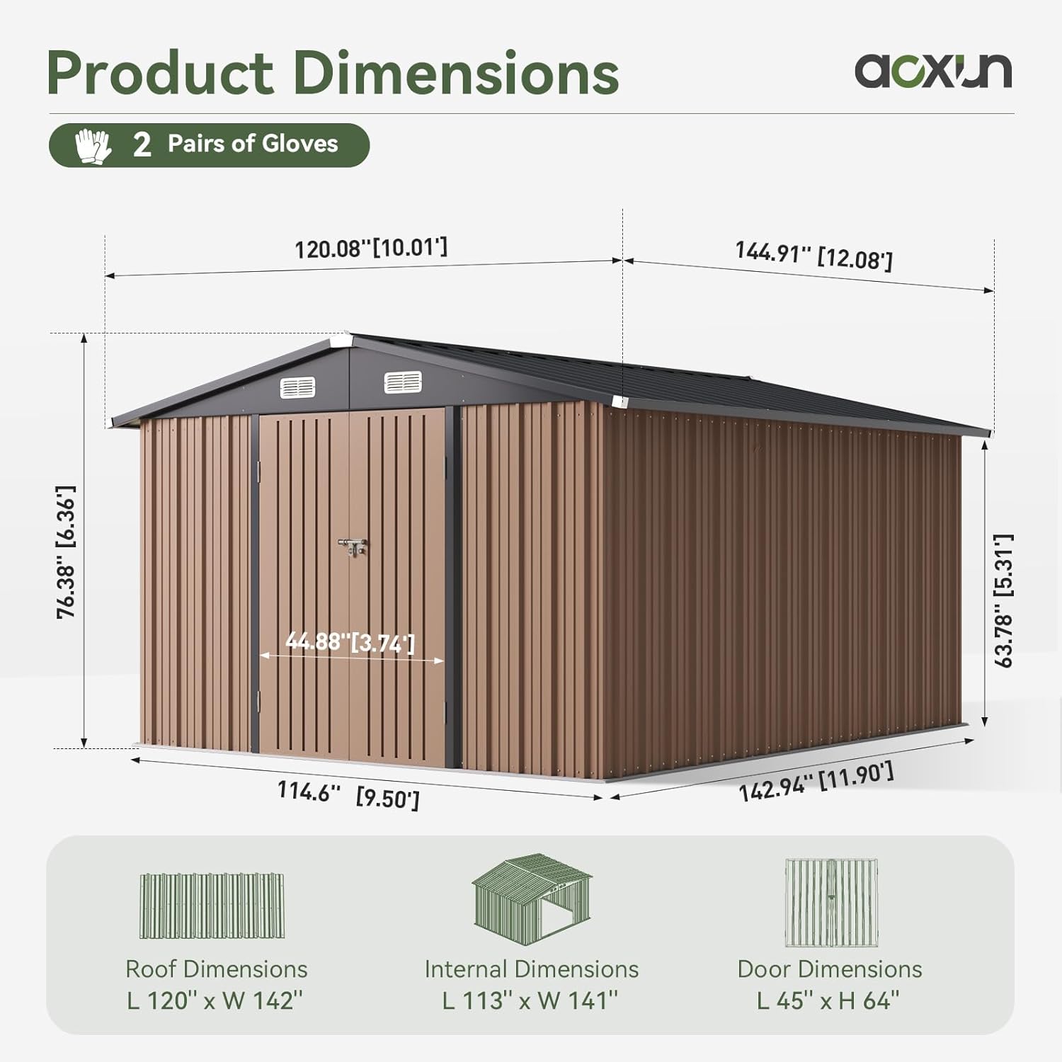 Metal Utility Shed House with Air Vent