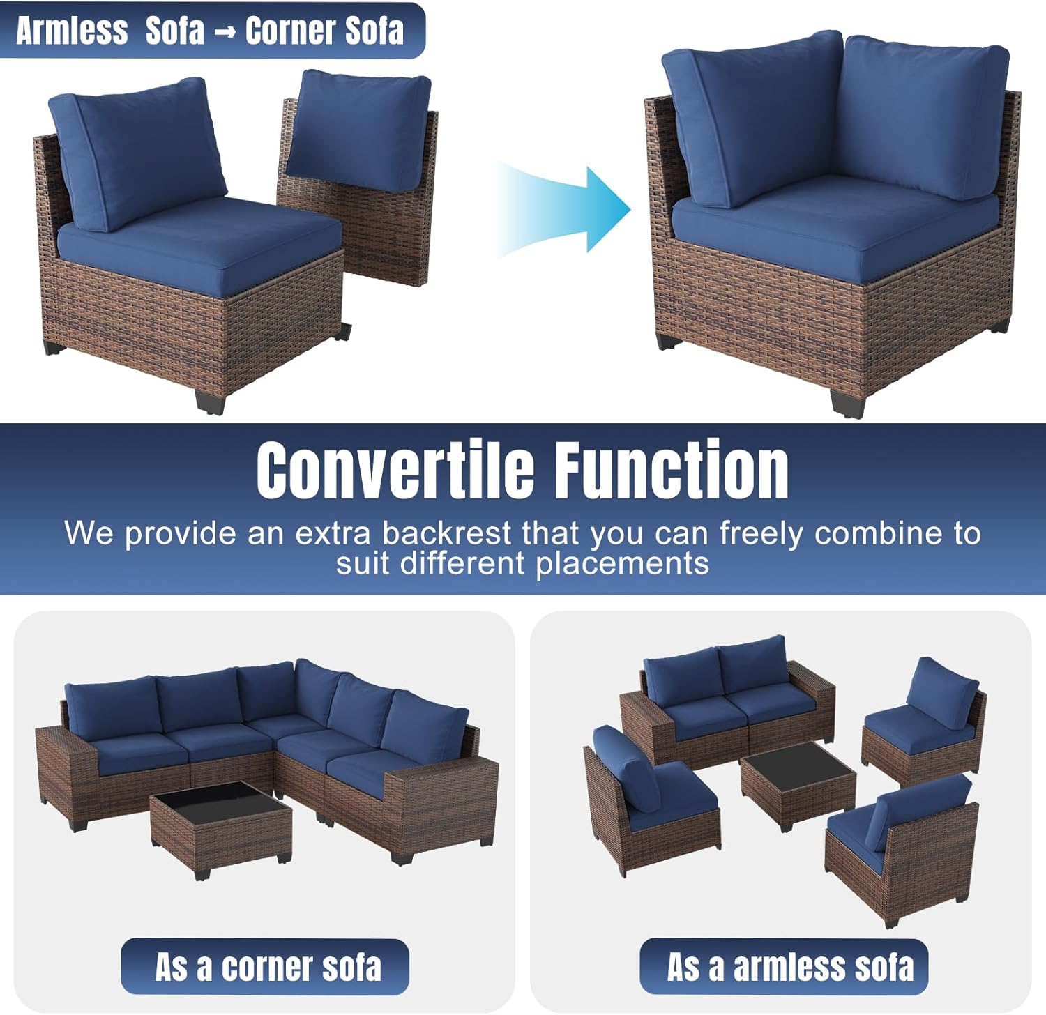 Aoxun 6 Pieces/7 Pieces Patio Furniture Set