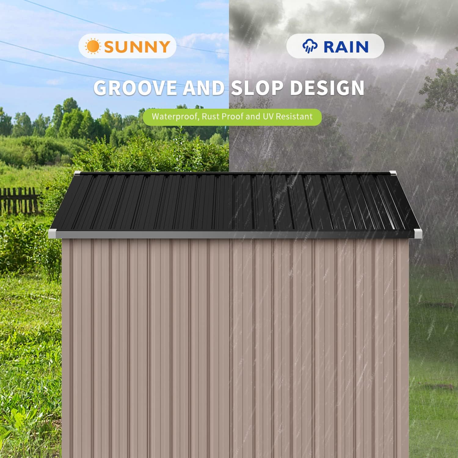 Utility Metal Shed, Steel Tool Shed with Air Vent and Lockable Door