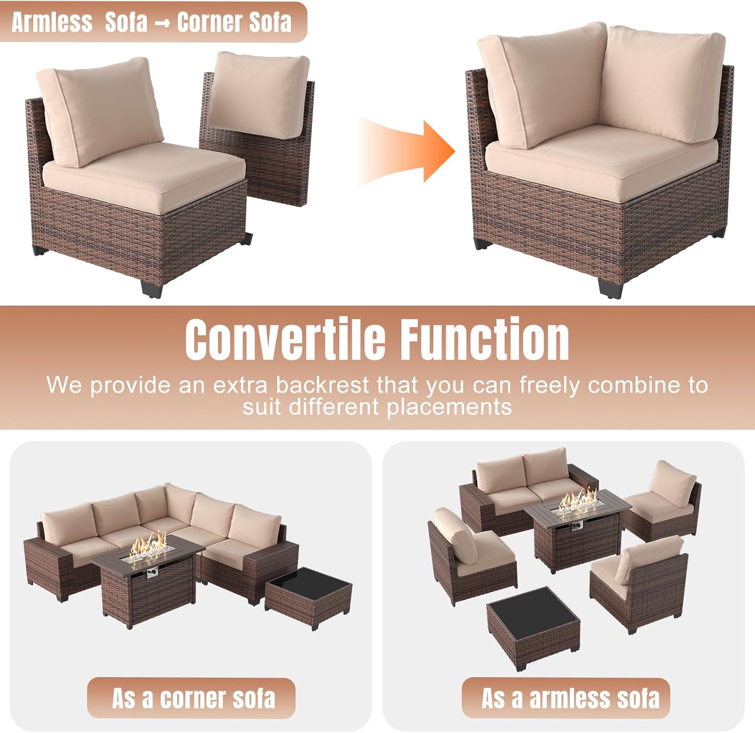 Aoxun 6 Pieces/7 Pieces Patio Furniture Set