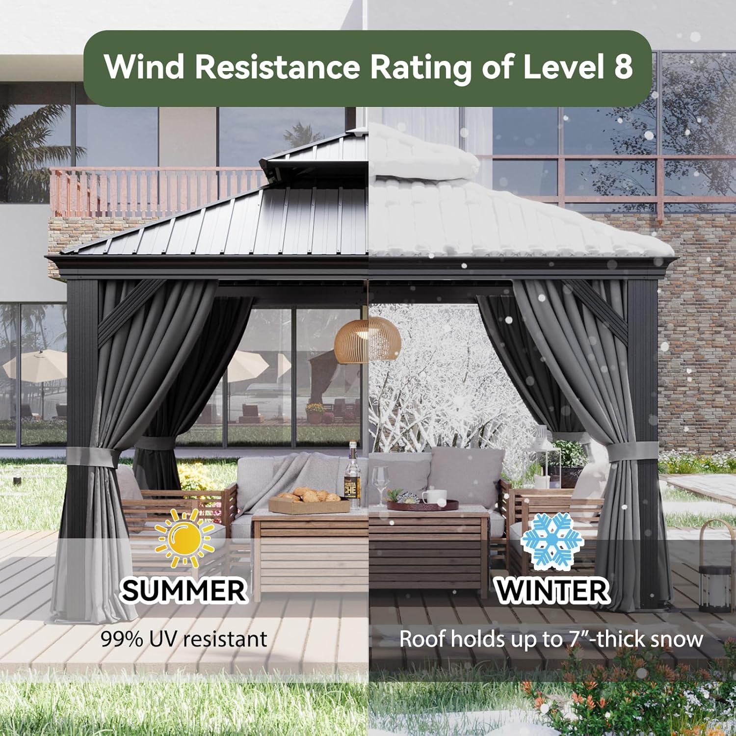 Hardtop Gazebo with Rain Gutter