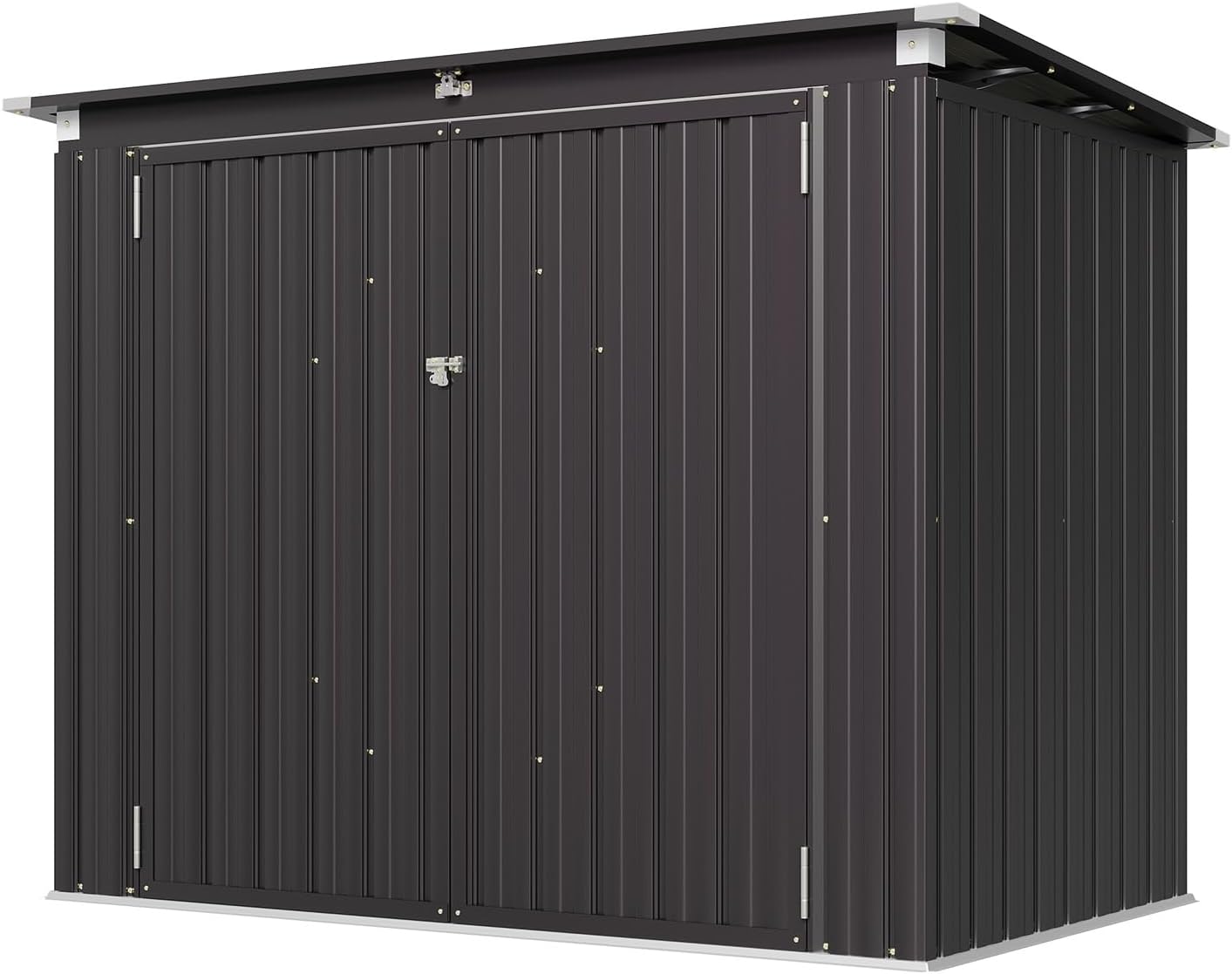 Aoxun 6' x 3' Outdoor Storage Shed Metal Trash Can Storage with Chain Lid Waterproof Outdoor Garbage Can Organizer, Ideal for 2 Trash Bins, Toys, Garden Tools (Black)