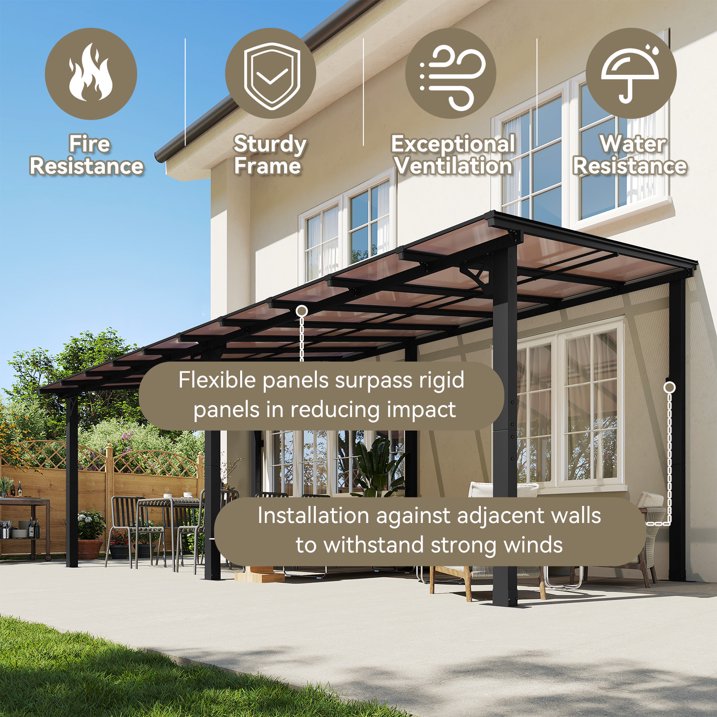 AOXUN 10' x 20' Hardtop Gazebo Outdoor Aluminum Pergola For Garden, Patio, Backyard-Black