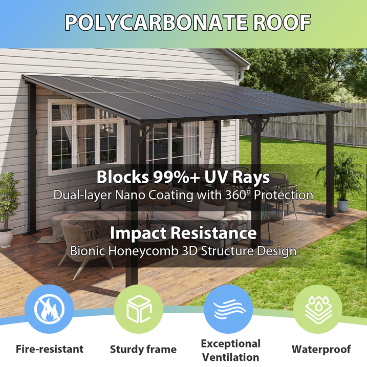 AOXUN 16' x 10' Hardtop Gazebo Outdoor Aluminum Pergola For Garden, Patio, Backyard-Black