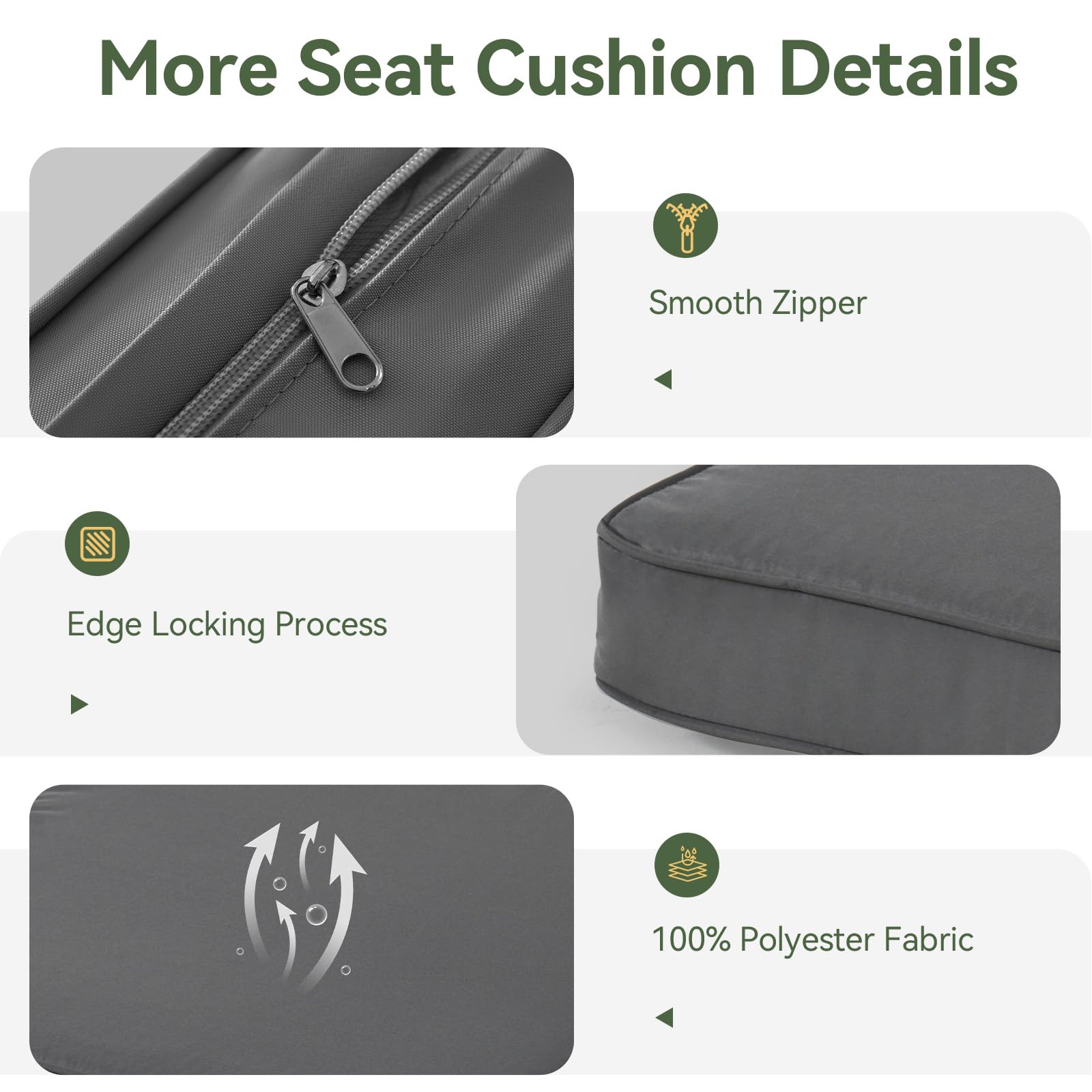 Aoxun Replacement Cushions for Outdoor Furniture, 9-Piece Outdoor Cushions for Patio Furniture, Deep Seat, Splash-Proof & Fade Resistant Couch Cushion for 4-Seat Patio Conversation Sets, Dark Grey